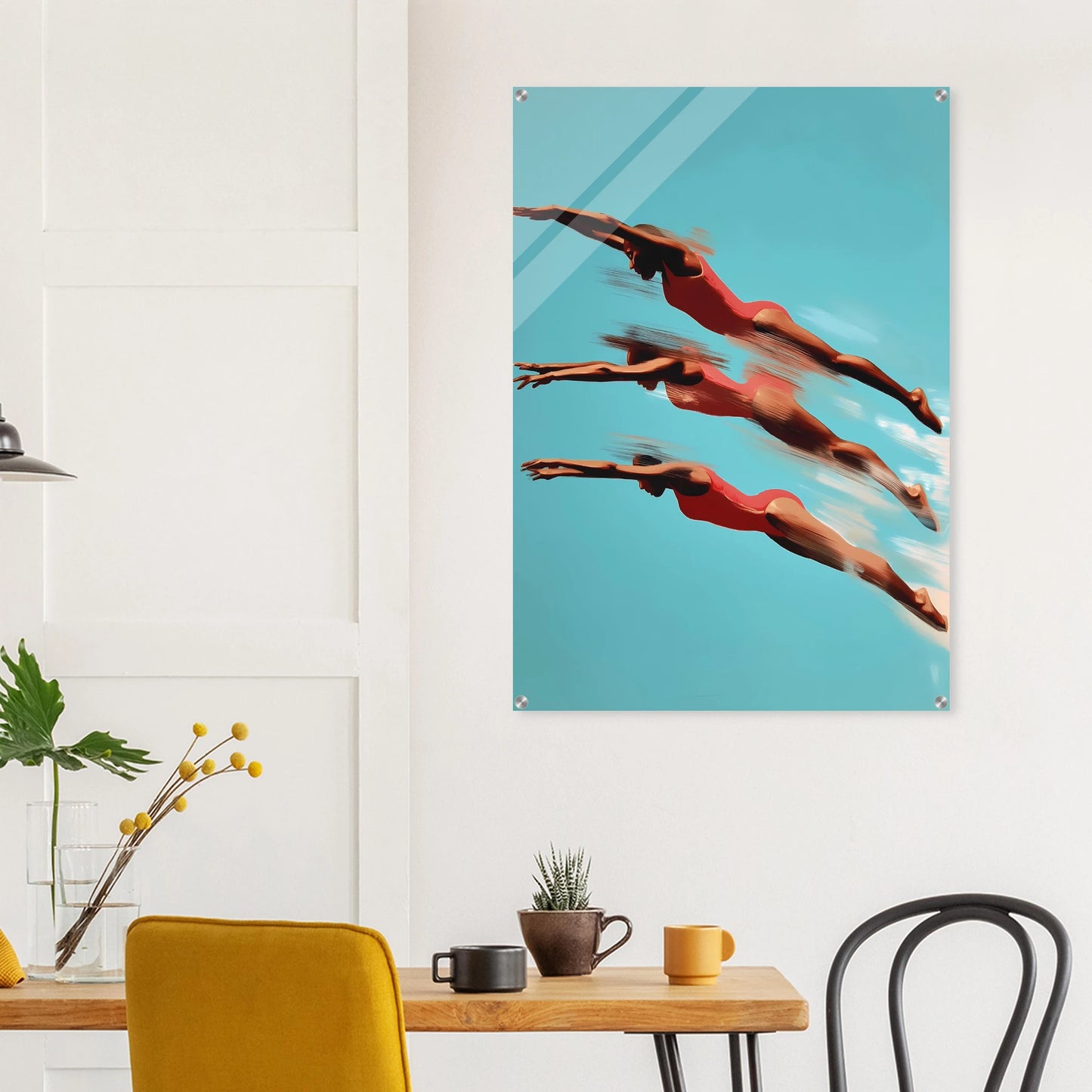 Trois Plongeuses — tableau plexiglas — vue 8 — art mural STNCL