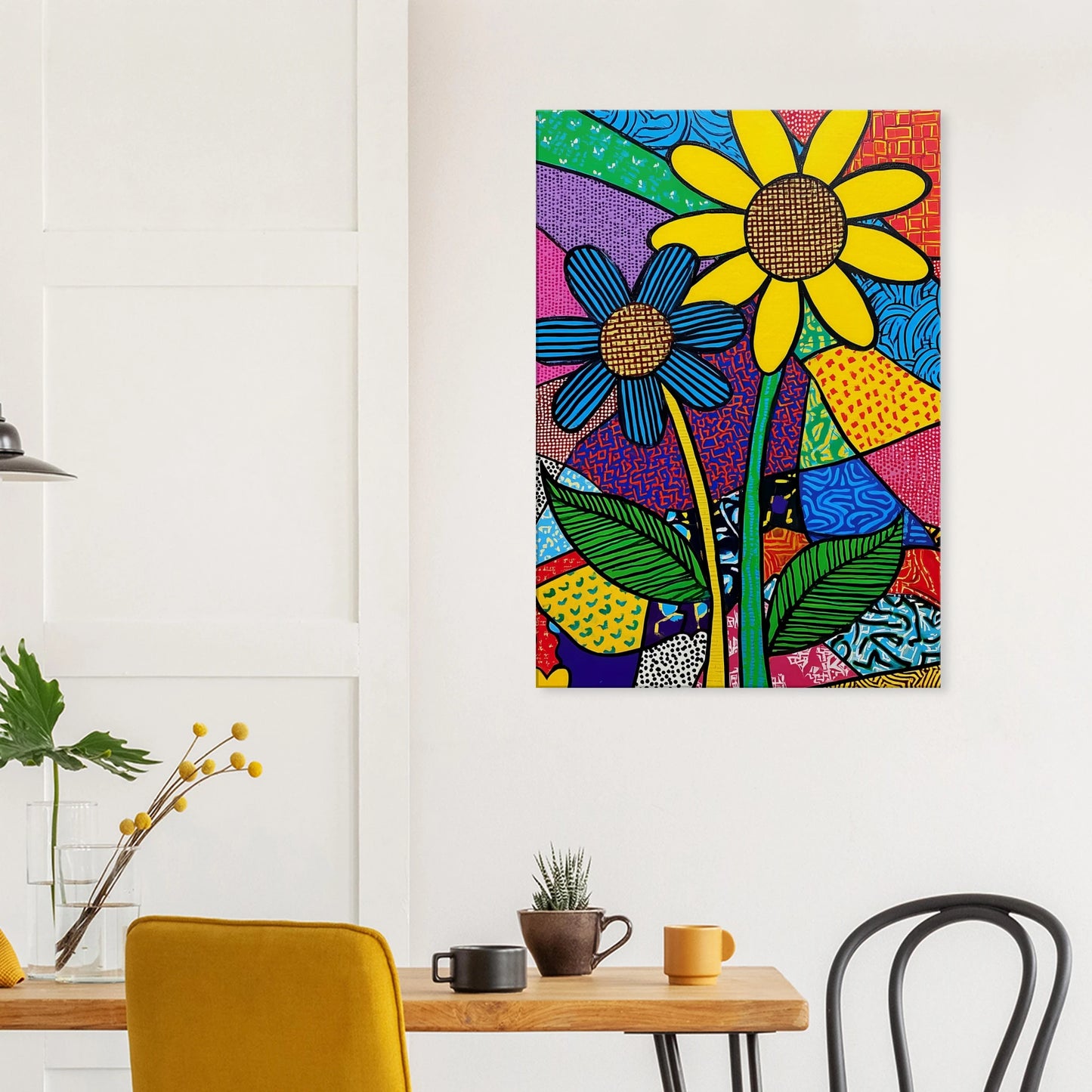 Deux Fleurs en Fête — tableau sur toile — vue 8 — art mural STNCL