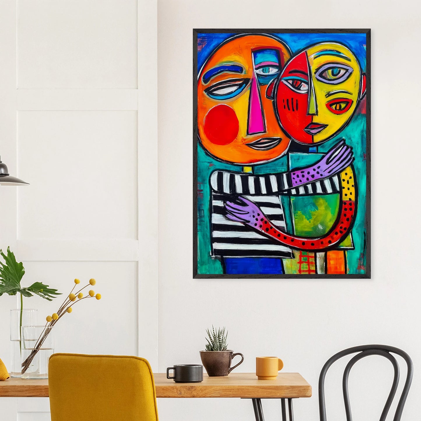 Étreinte Cubiste — tableau encadre bois — vue 18 — art mural STNCL