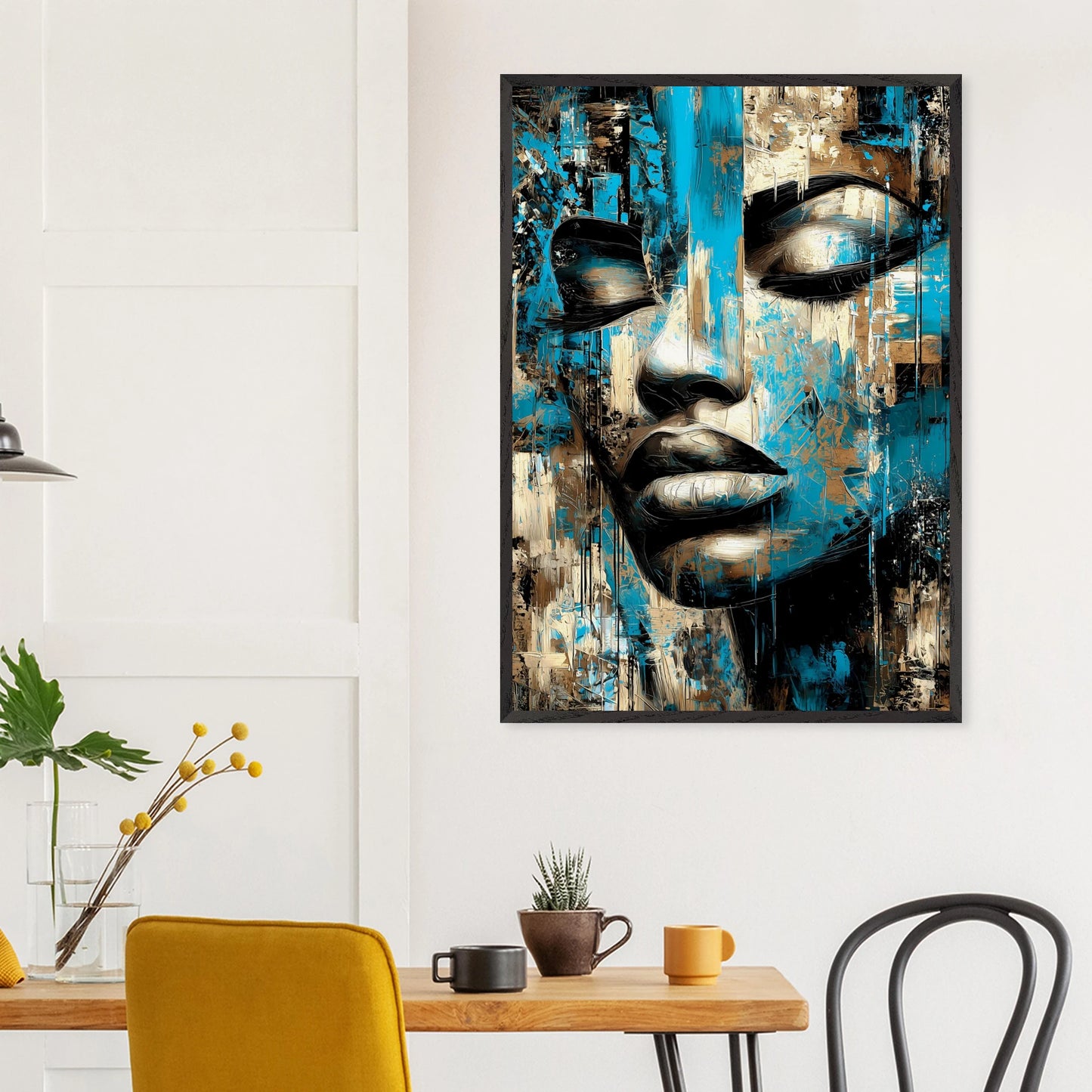 Bleu et Or — tableau encadré bois — vue 18 — art mural STNCL