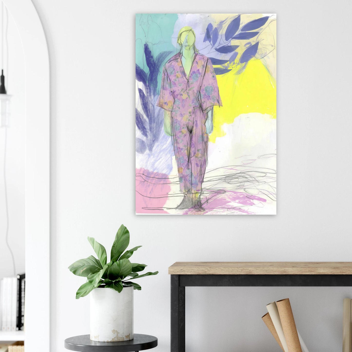 Kimono Fleuri sous les Feuilles — tableau aluminium — vue 8 — art mural STNCL