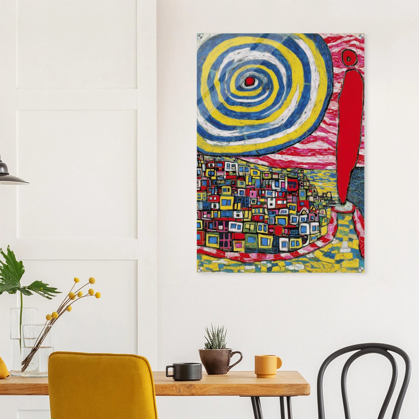La Spirale et les Maisons — tableau plexiglas — vue 8 — art mural STNCL