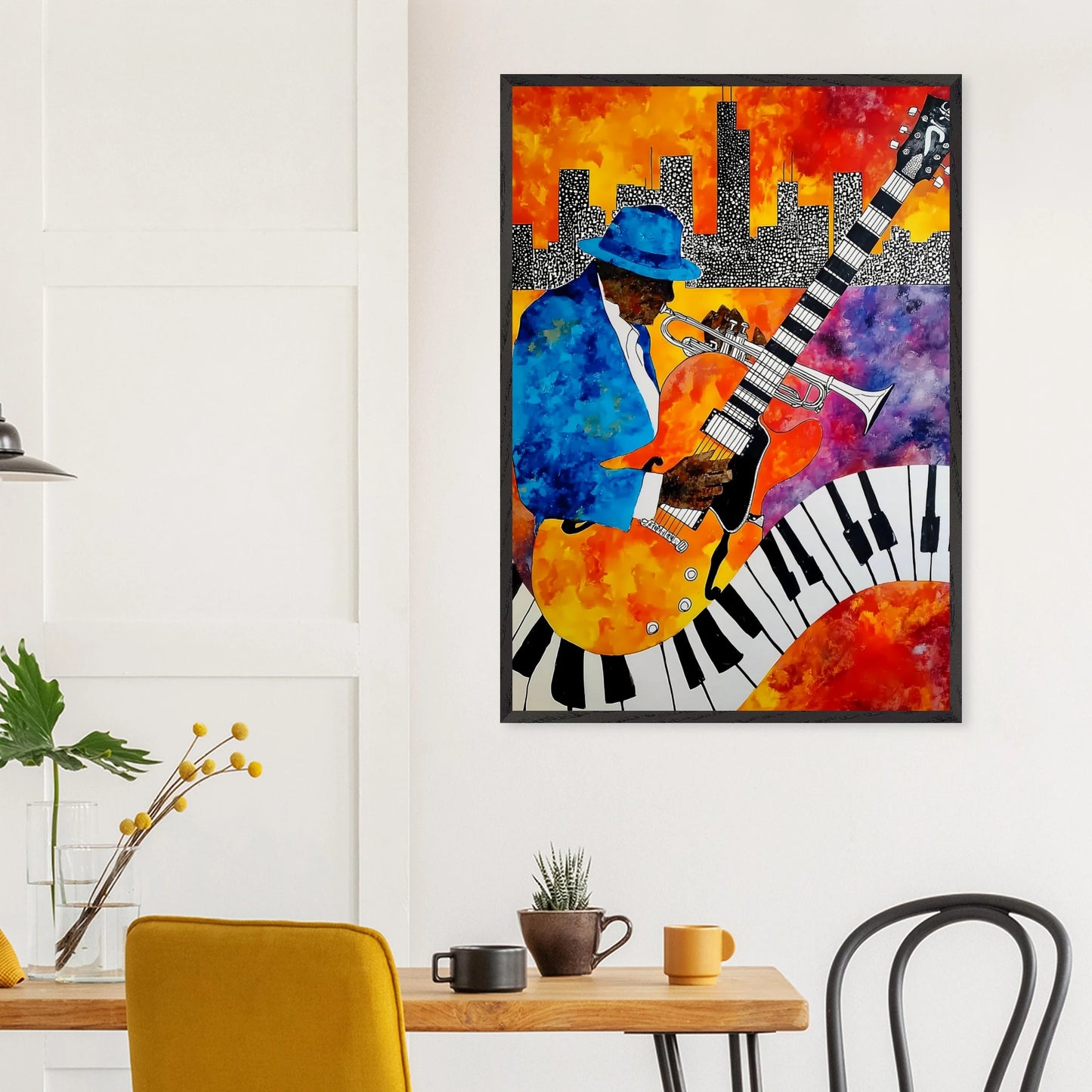 Blues en Ville — tableau encadre bois — vue 18 — art mural STNCL