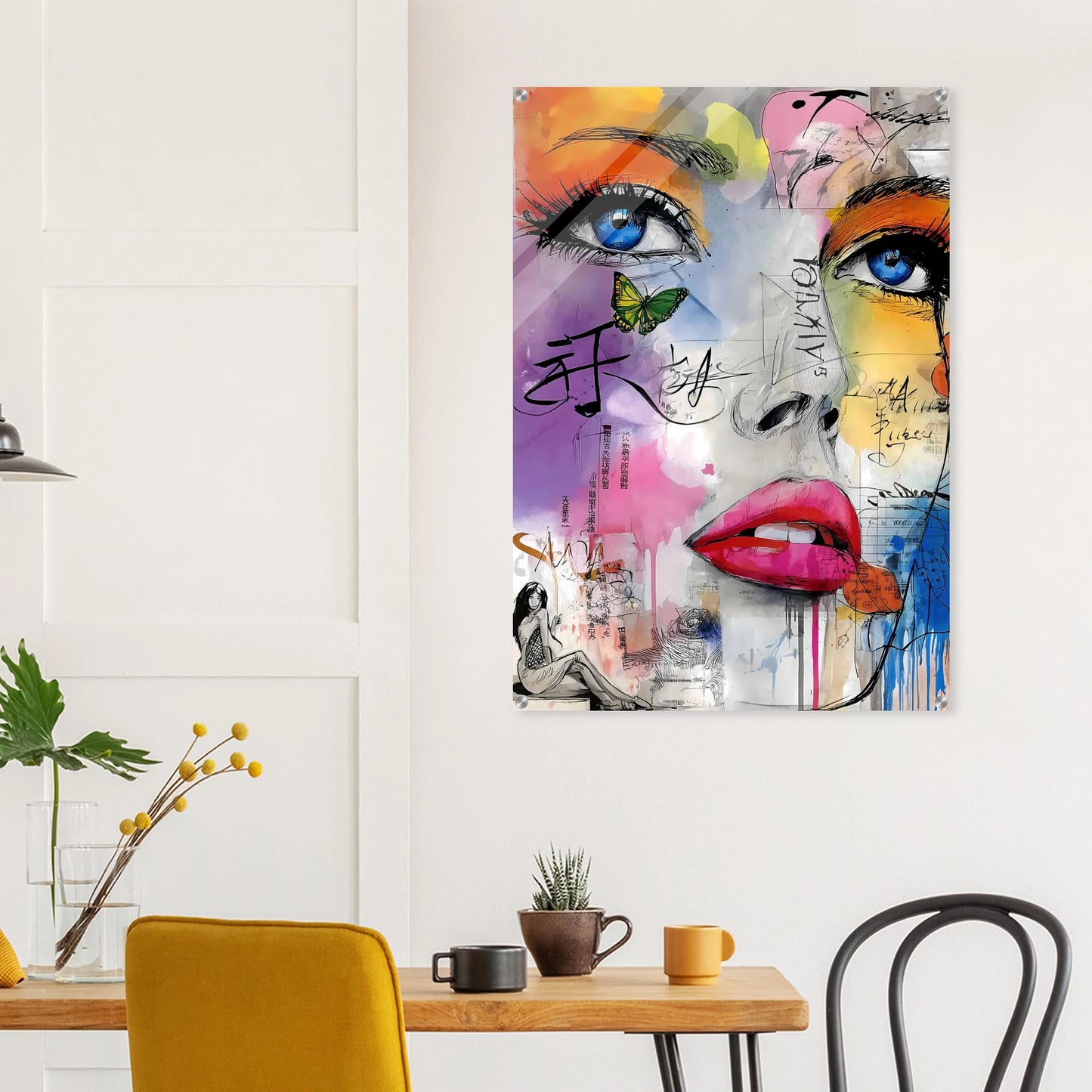 Papillon et Idéogrammes — tableau plexiglas — vue 8 — art mural STNCL
