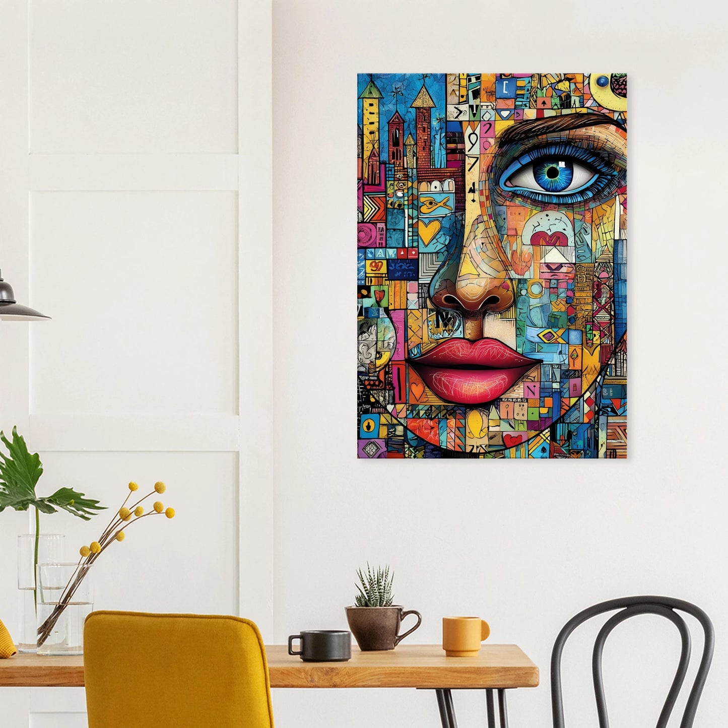 Visage Mosaïque — tableau sur toile — vue 8 — art mural STNCL