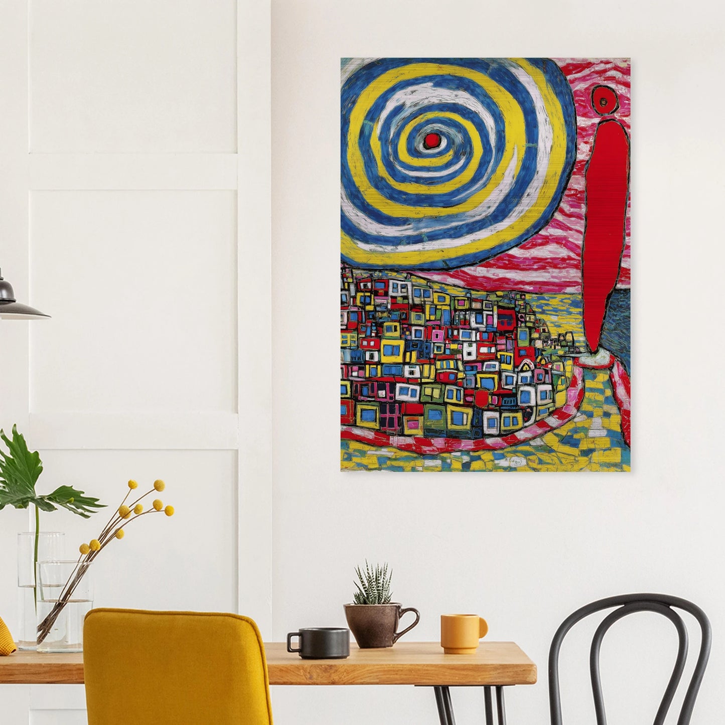 La Spirale et les Maisons — tableau aluminium — vue 8 — art mural STNCL