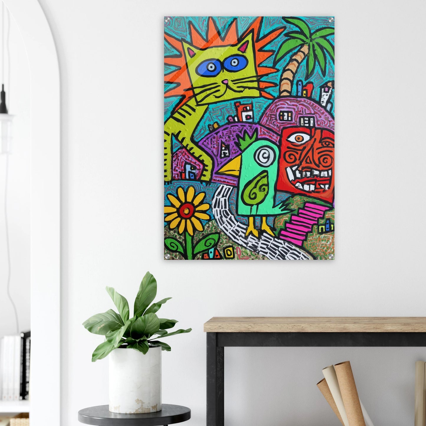 La Fête du Chat Solaire — tableau plexiglas — vue 8 — art mural STNCL