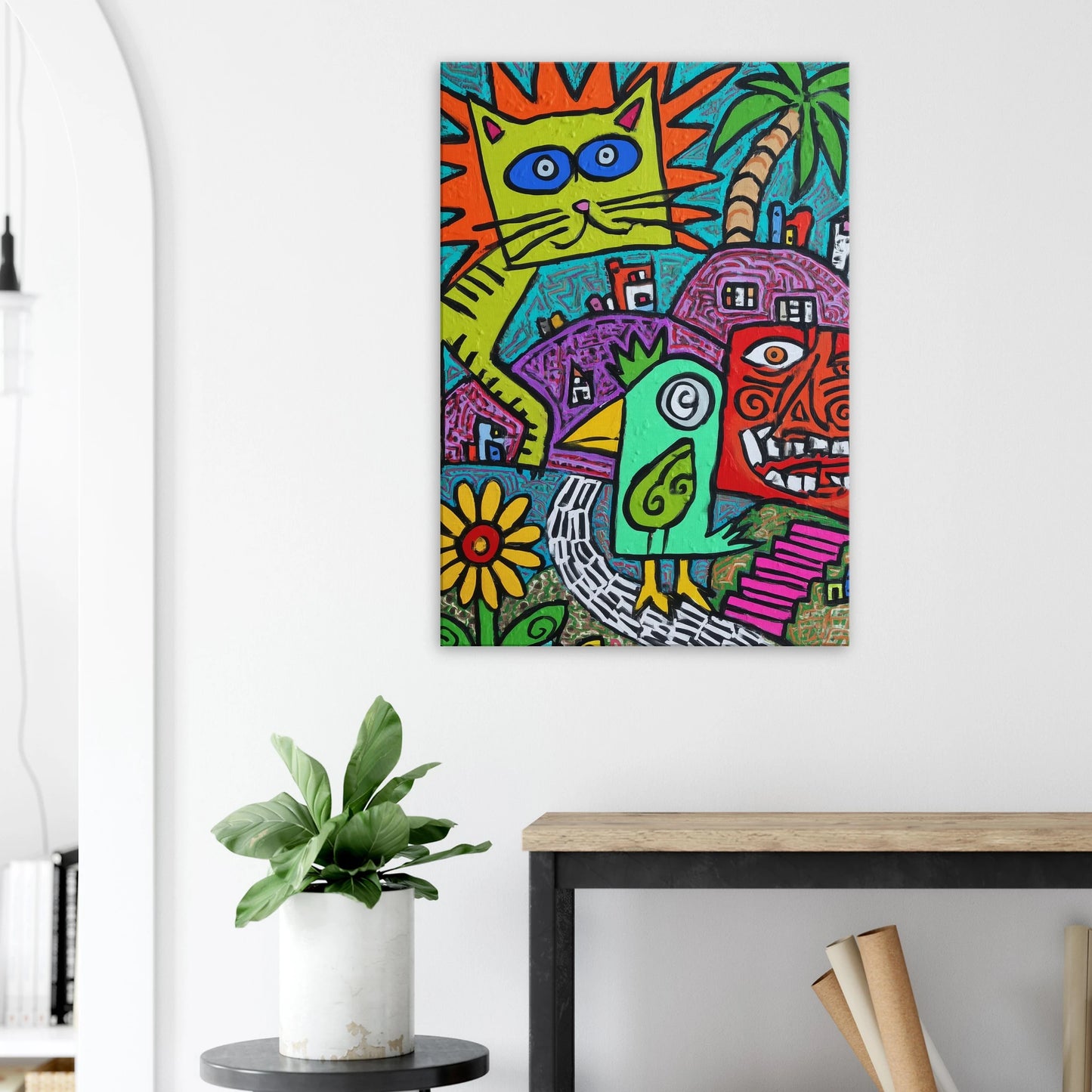 La Fête du Chat Solaire — tableau sur toile — vue 8 — art mural STNCL