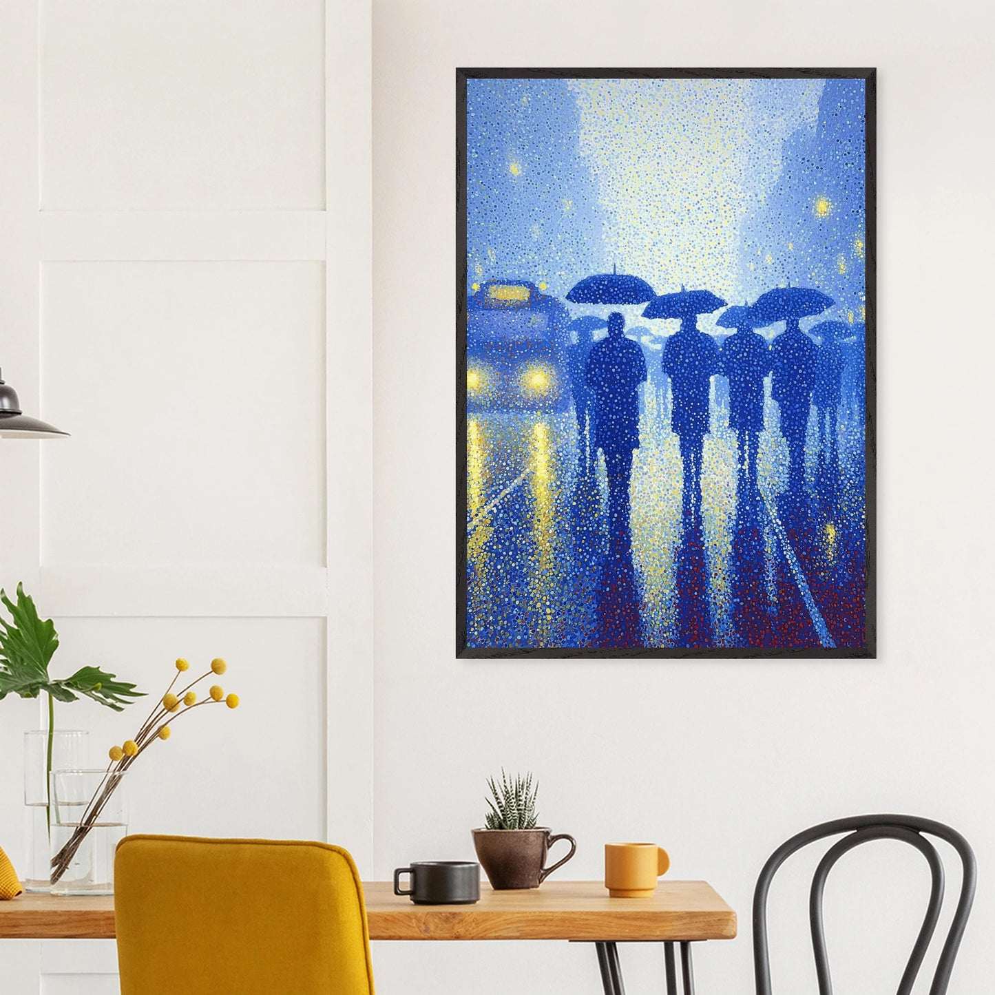 Pluie en Pointillés — tableau encadré bois — vue 18 — art mural STNCL