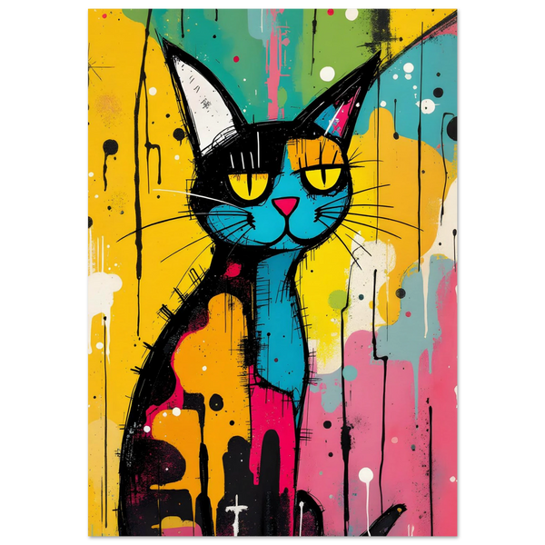 Vibrant Urban Cat Print