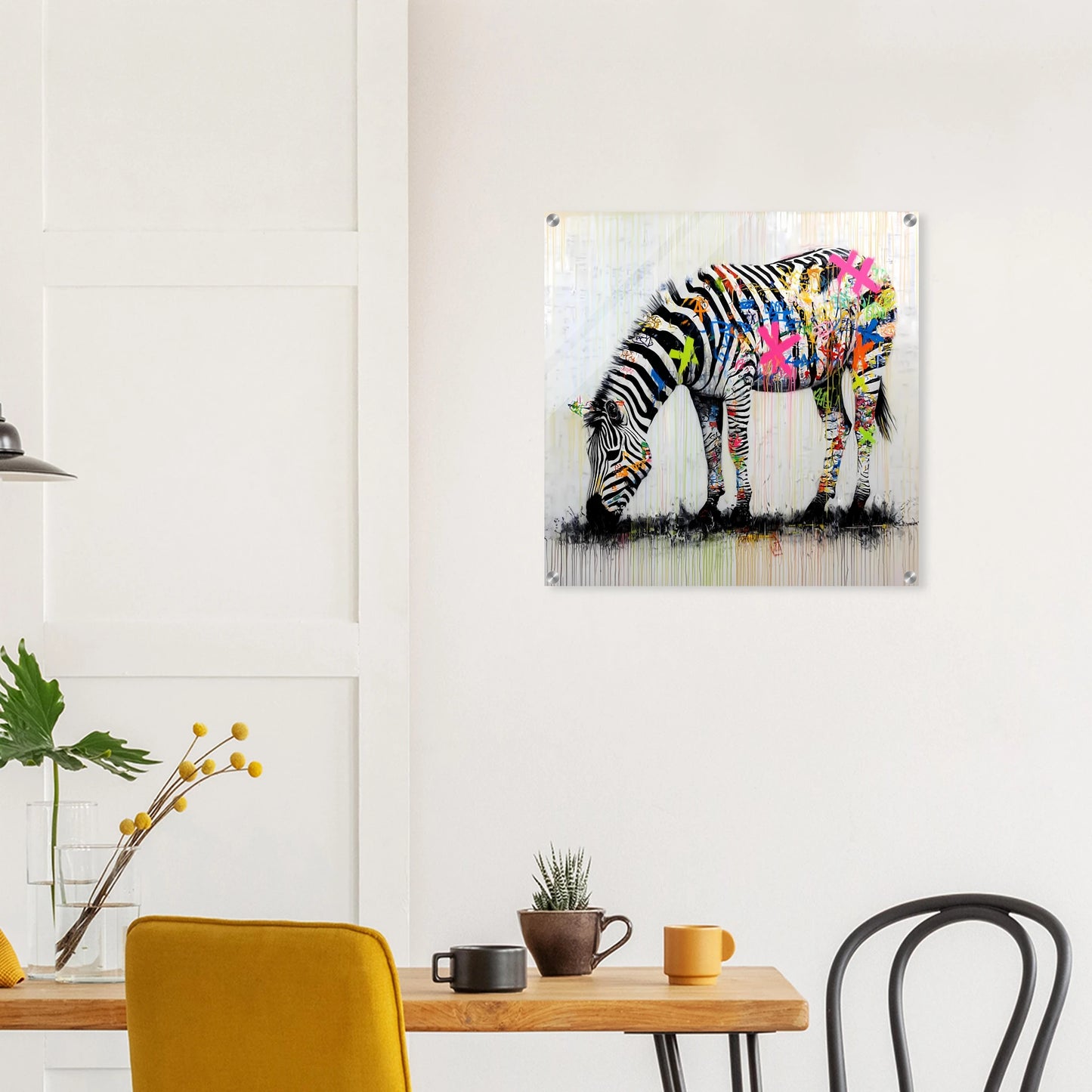 Zèbre Taggé — tableau plexiglas — vue 7 — art mural STNCL