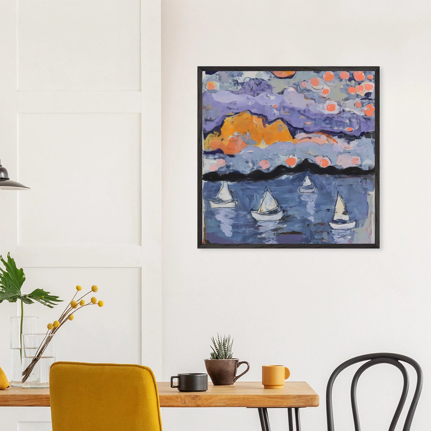 Voiles dans la Baie — tableau encadré bois — vue 15 — art mural STNCL