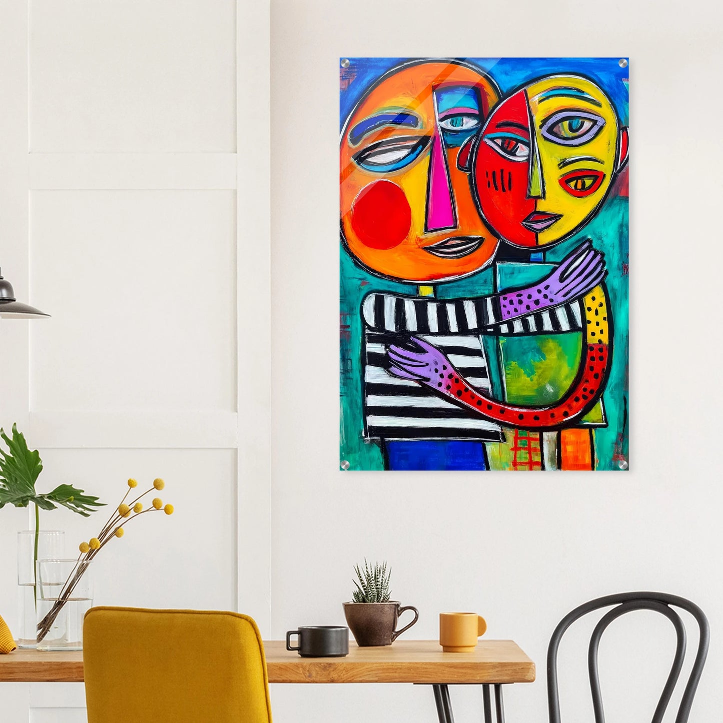 Étreinte Cubiste — tableau plexiglas — vue 8 — art mural STNCL