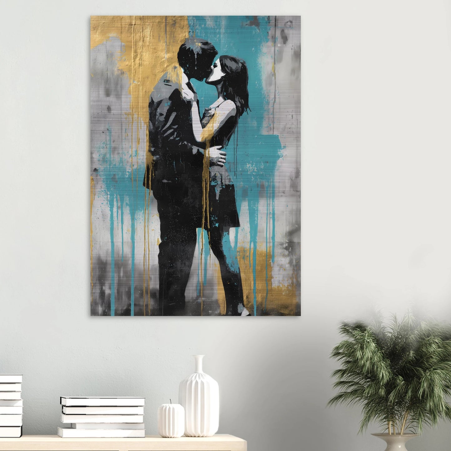 Baiser au Pochoir — tableau aluminium — vue 6 — art mural STNCL