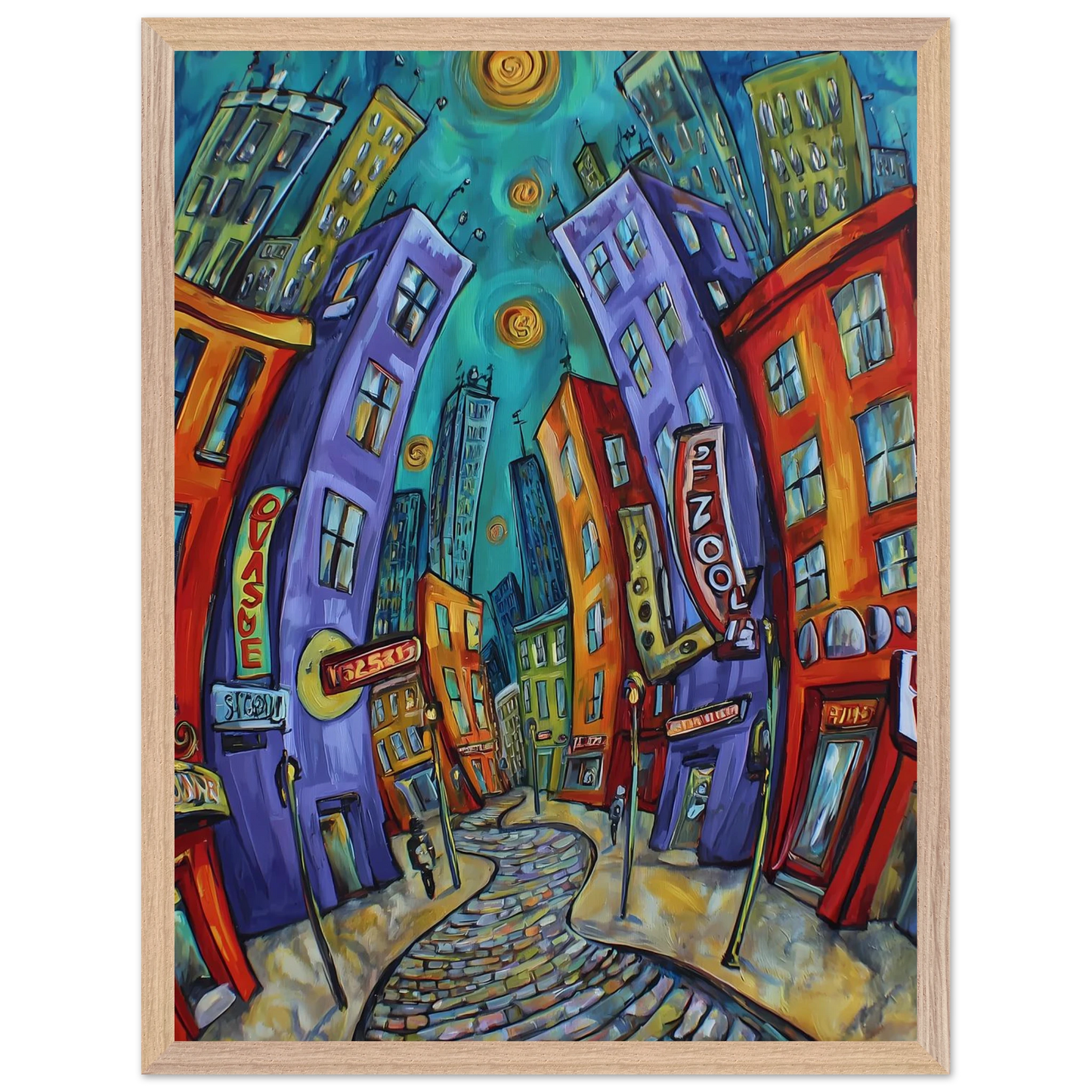Ville Tourbillon — tableau encadre bois — vue 3 — art mural STNCL