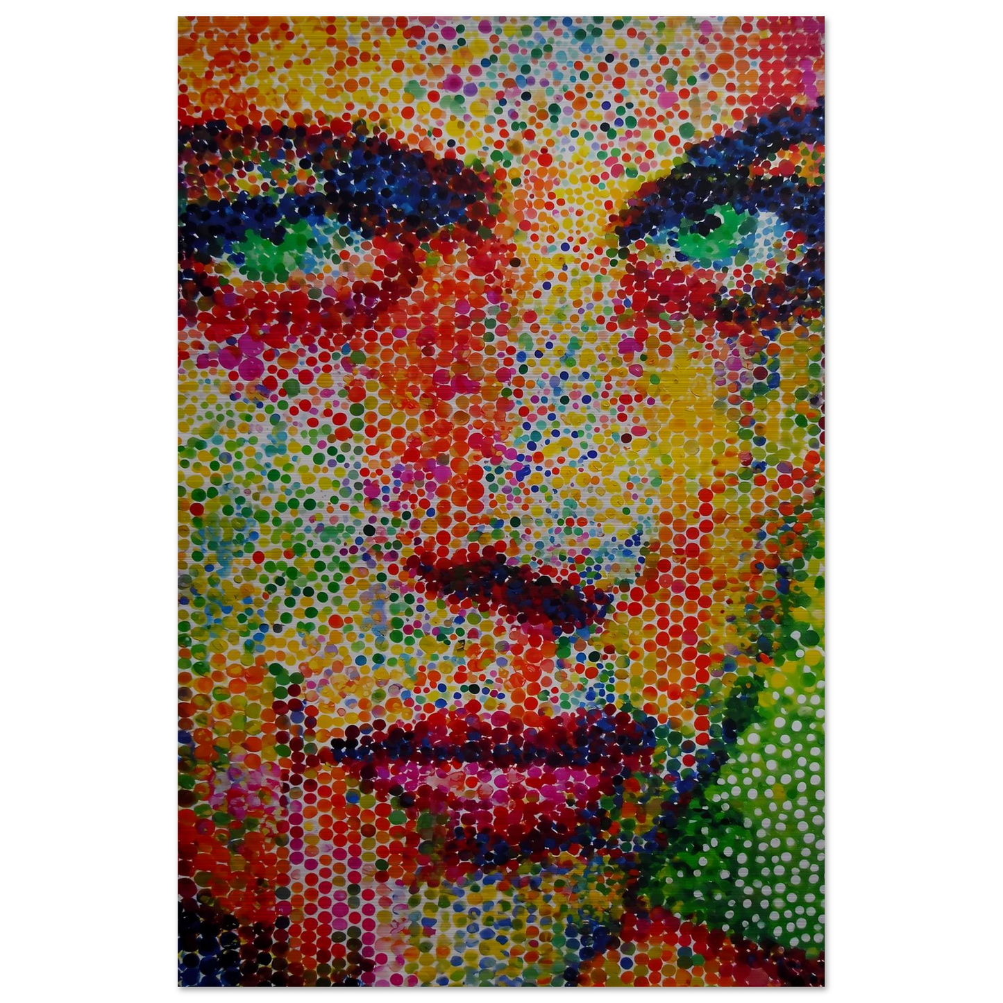 Le Visage en Points — tableau aluminium — vue 3 — art mural STNCL
