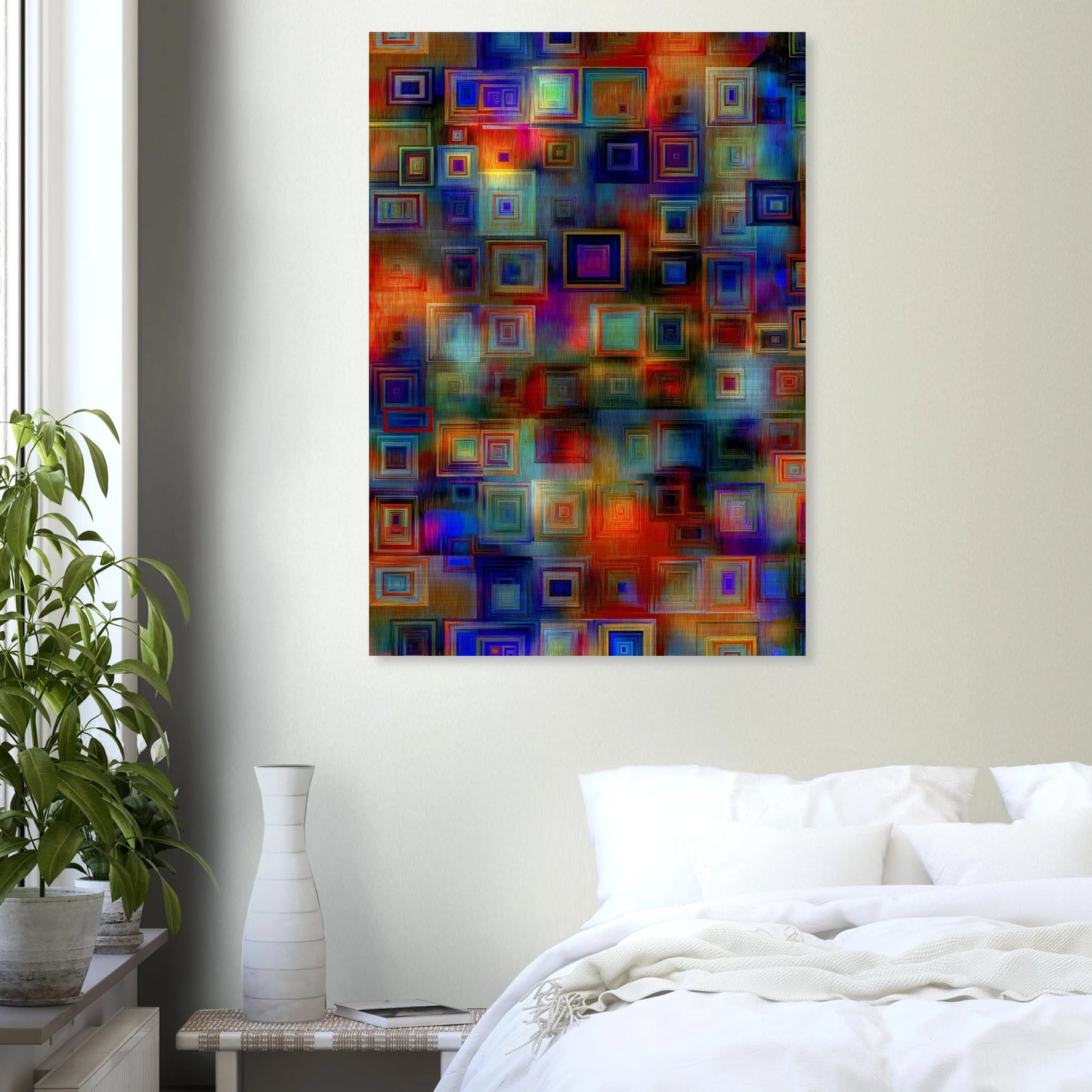 Trame de Carrés — tableau aluminium — vue 7 — art mural STNCL