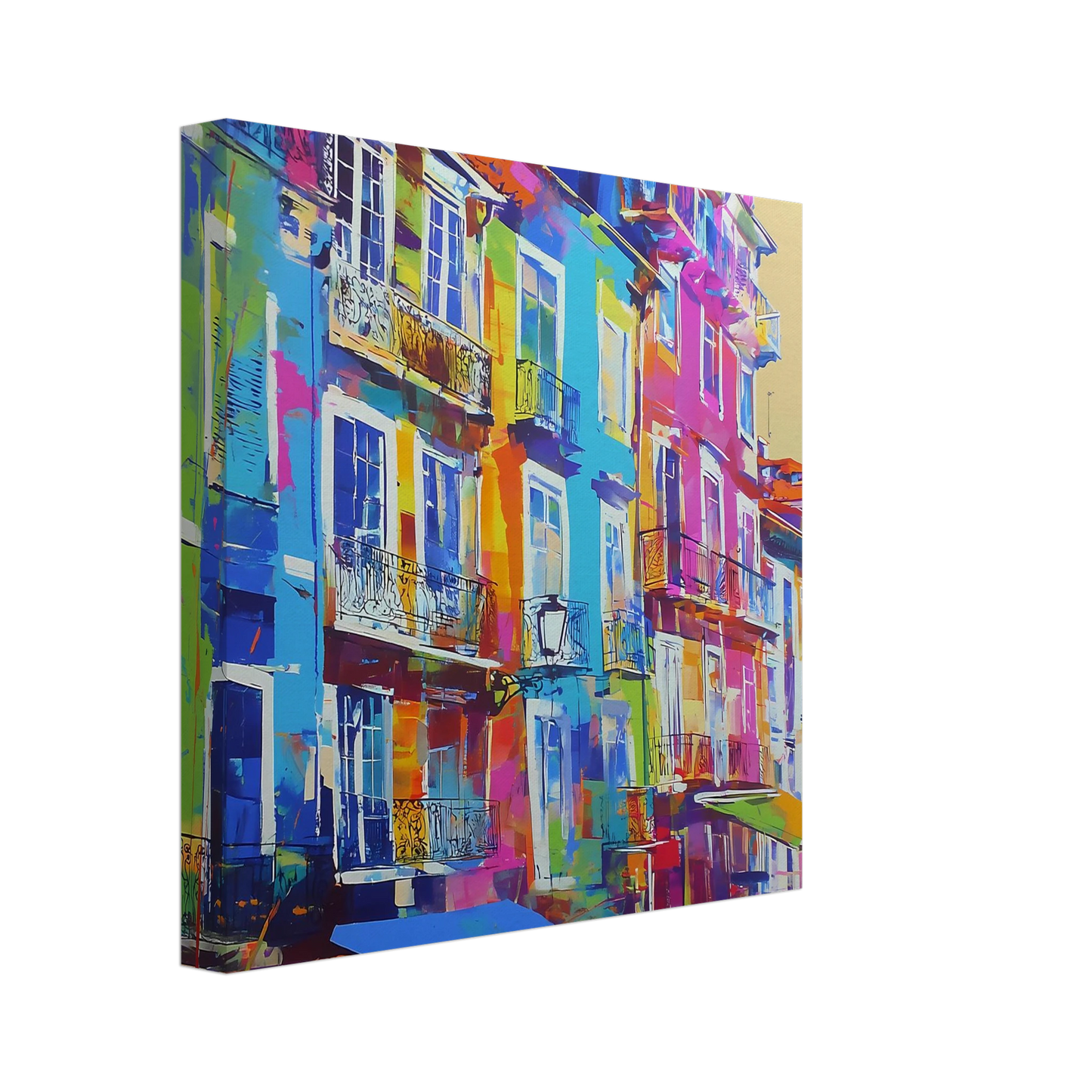 Balcons Colorés — tableau sur toile — vue 2 — art mural STNCL