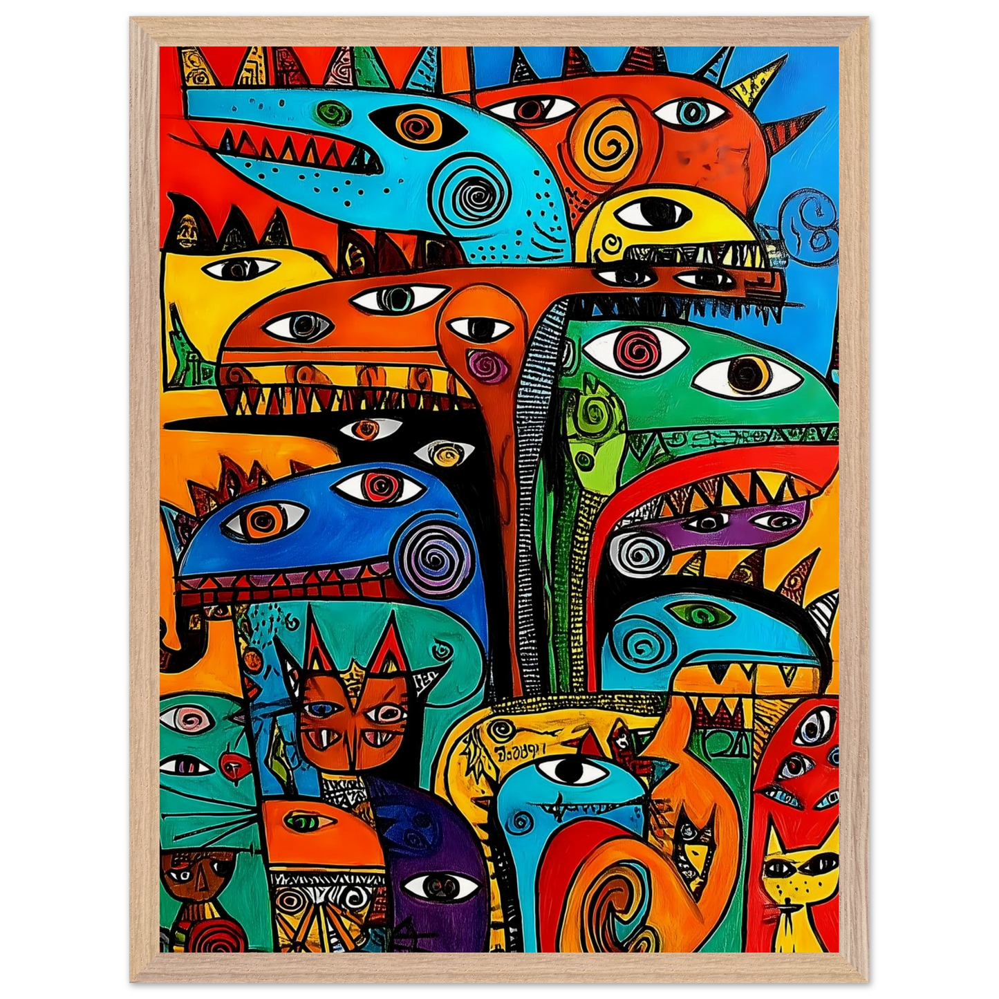 La Tribu — tableau encadré bois — vue 3 — art mural STNCL