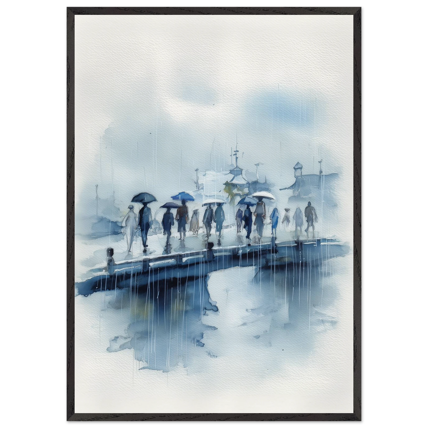Promenade Sous la Pluie — tableau encadré bois — art mural STNCL