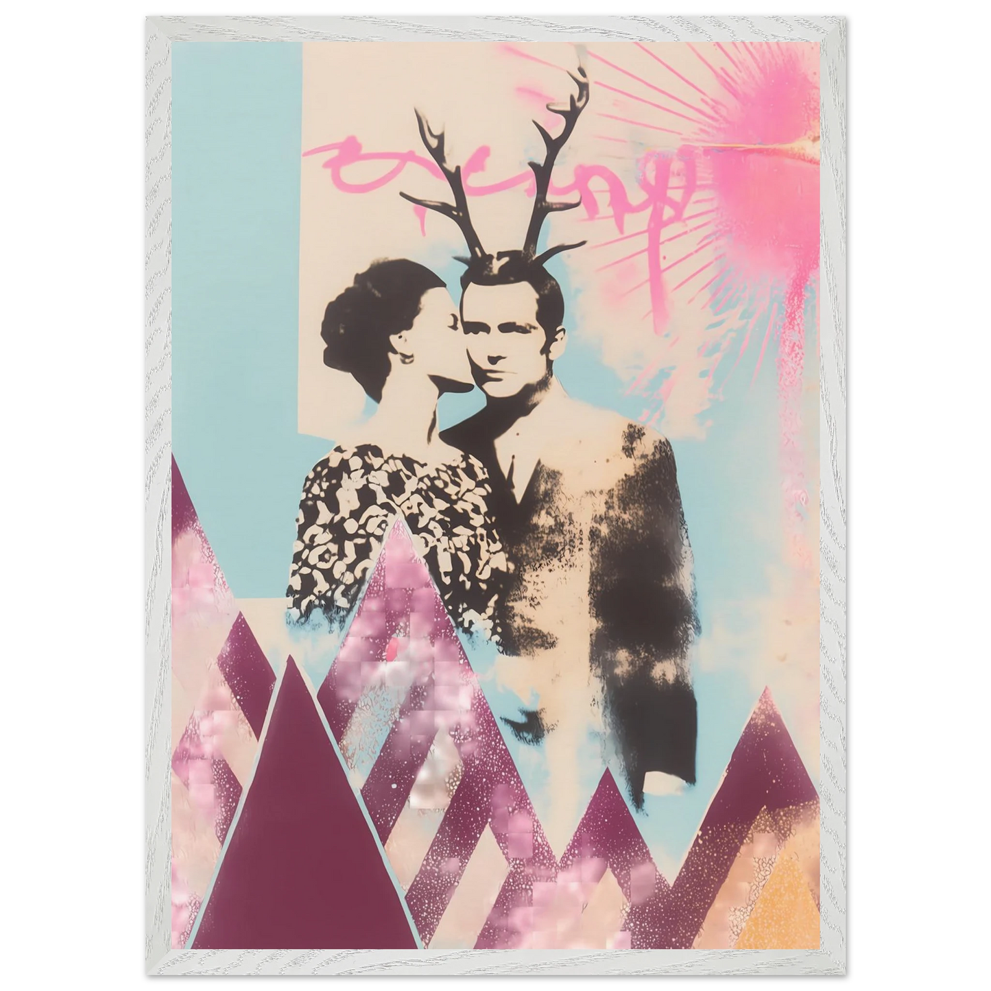 Le Couple aux Bois — tableau encadré bois — vue 11 — art mural STNCL