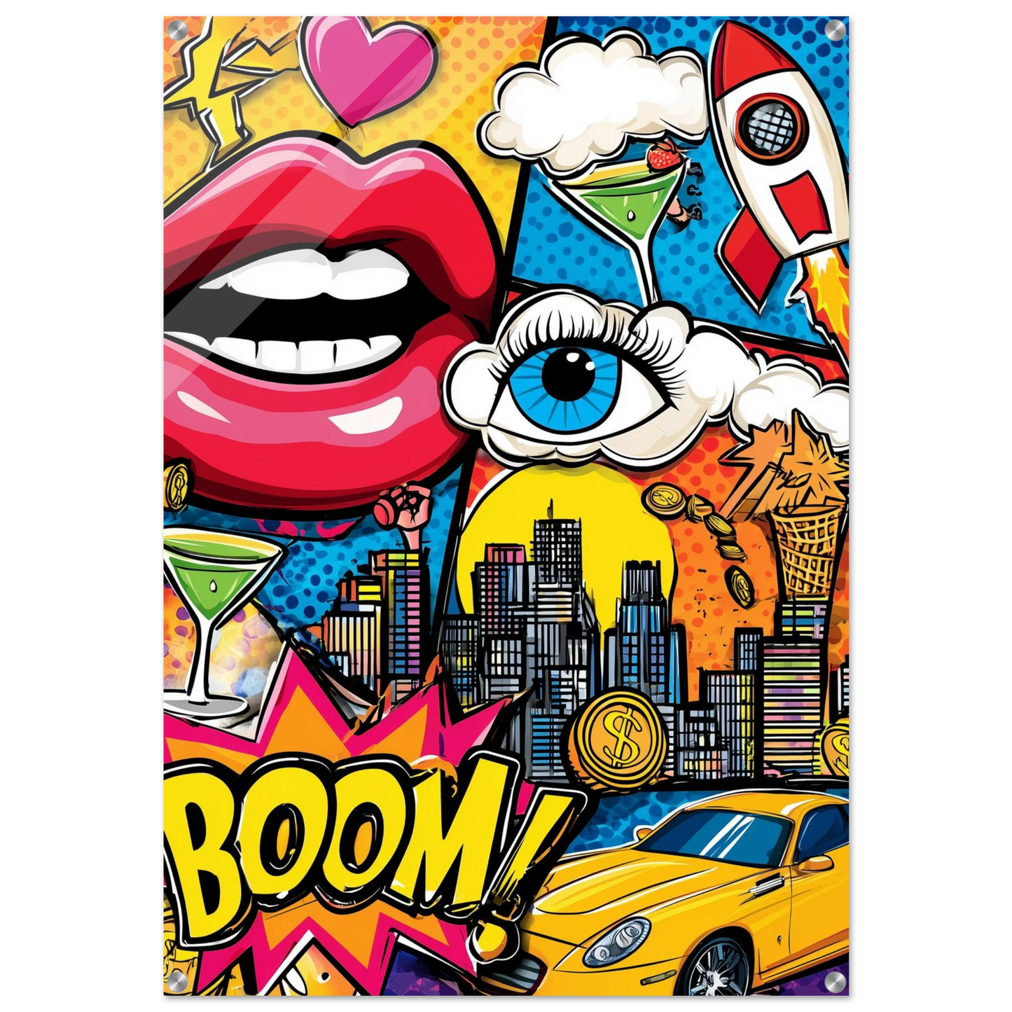 Boom Ville en Éclats — tableau plexiglas — art mural STNCL
