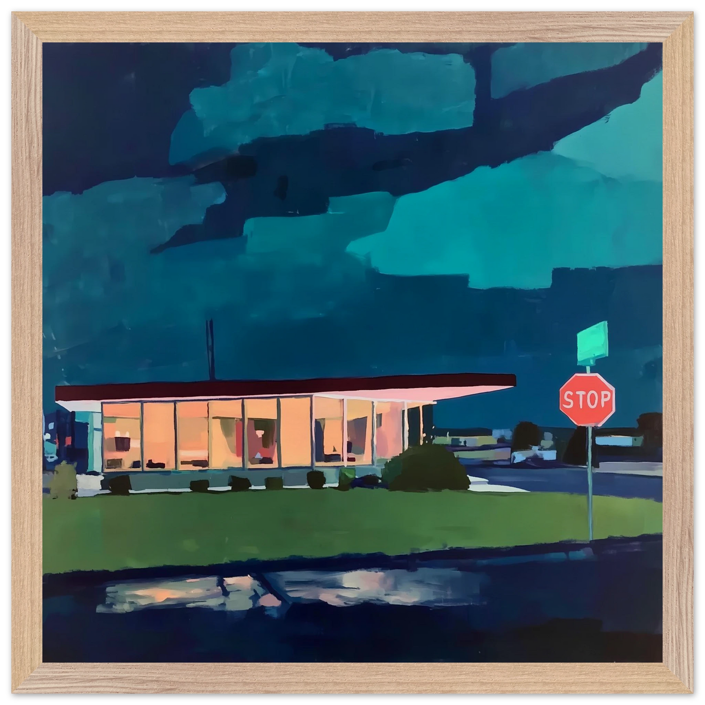 Lumière sur la Route — tableau encadré bois — vue 4 — art mural STNCL