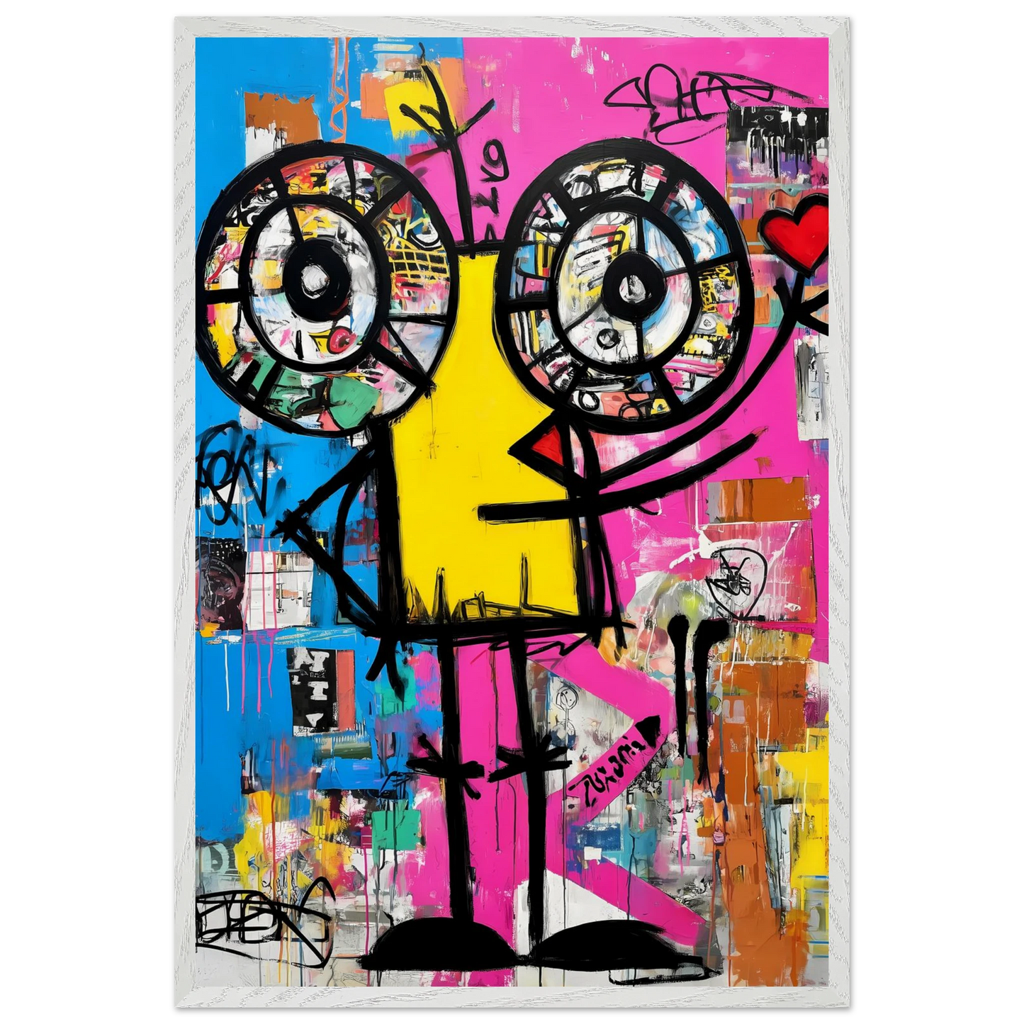 Petit Monstre au Cœur — tableau encadré bois — vue 7 — art mural STNCL