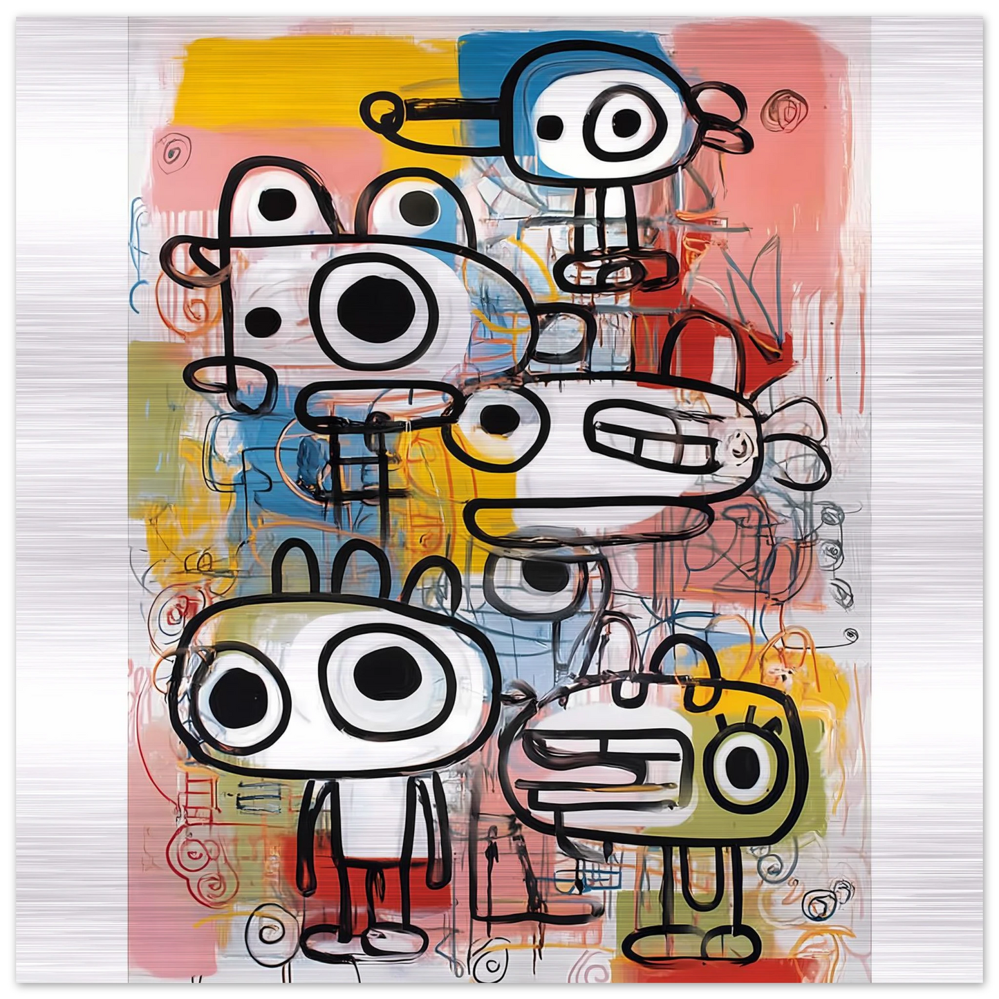 Les Cinq Curieux — tableau aluminium — vue 4 — art mural STNCL