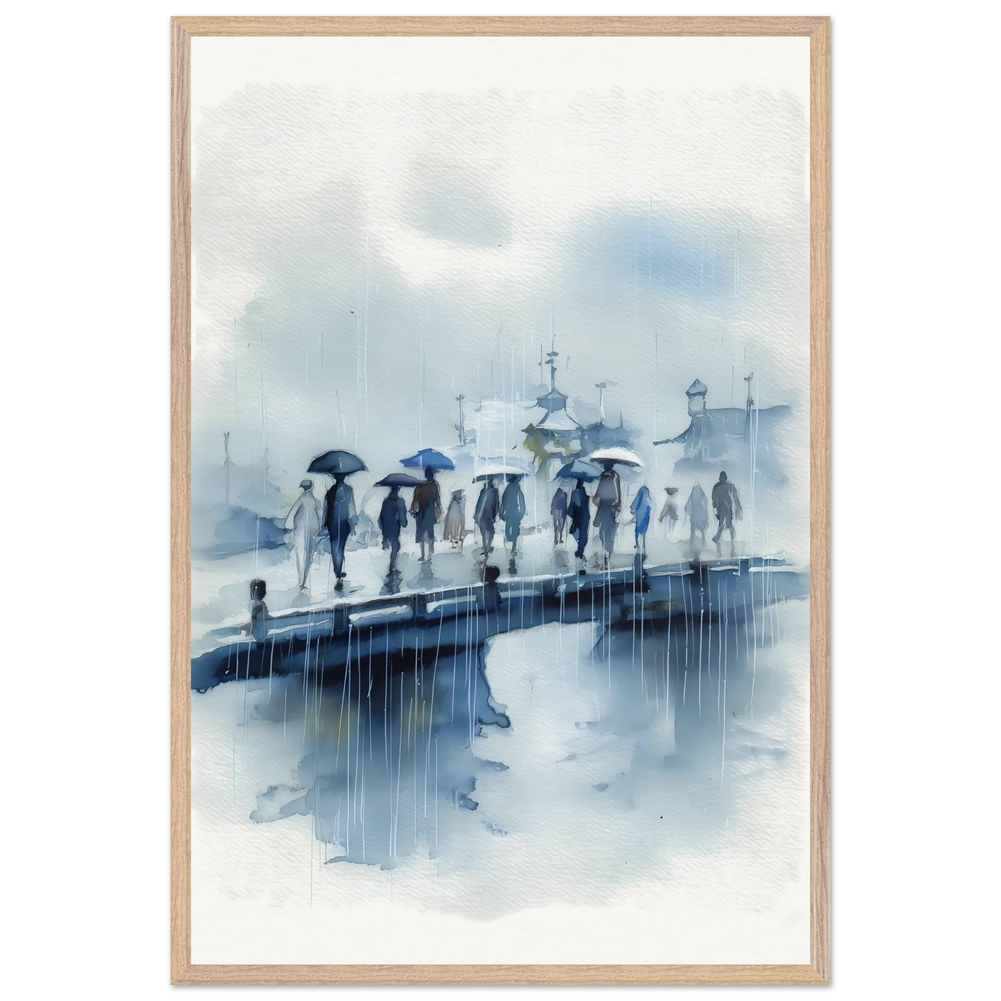 Pluie sur le Pont — tableau encadre bois — vue 14 — art mural STNCL