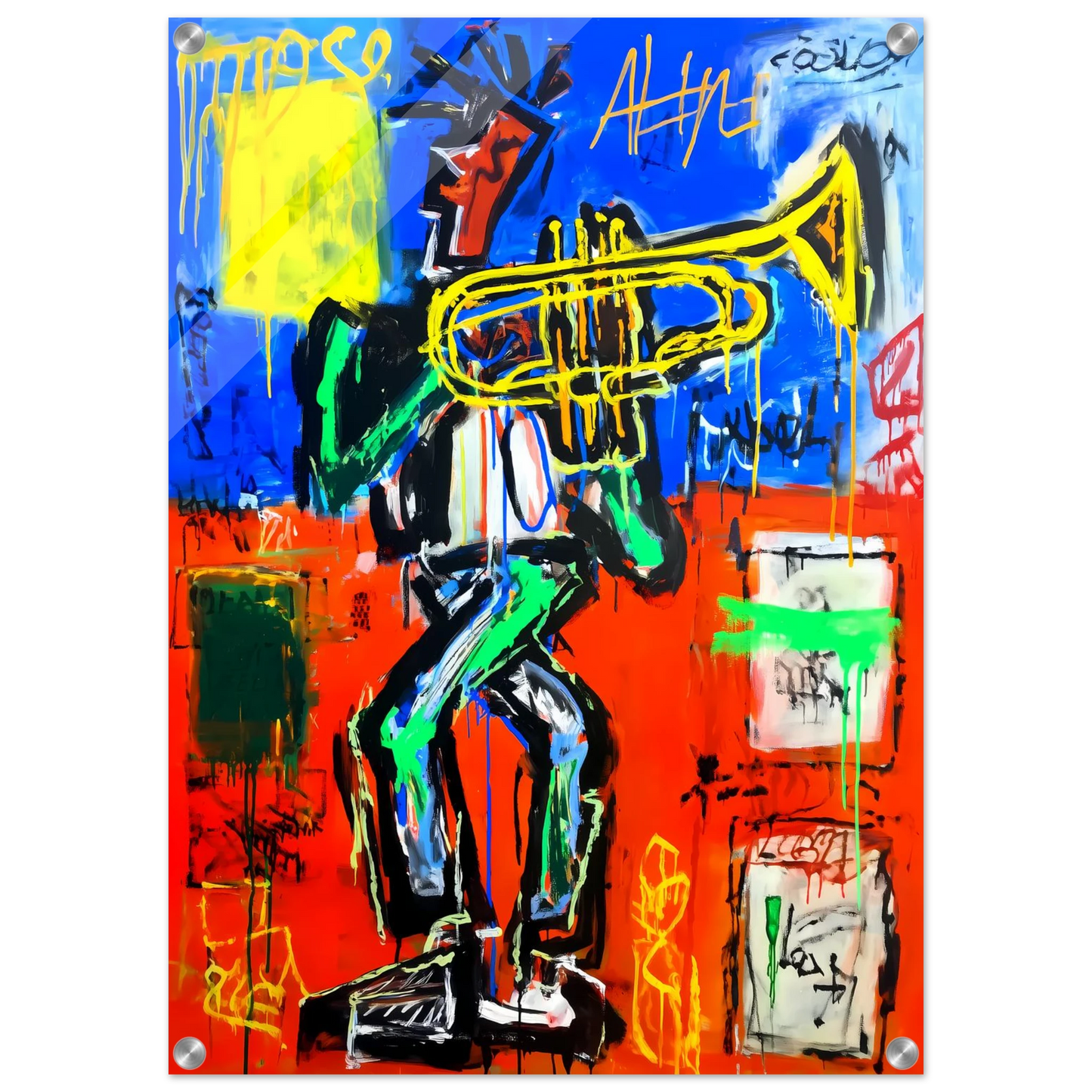 Le Trompettiste — tableau plexiglas — vue 2 — art mural STNCL