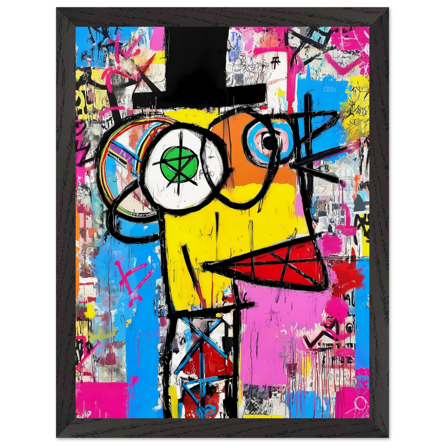 L'Homme au Chapeau Noir — tableau encadré bois — vue 4 — art mural STNCL