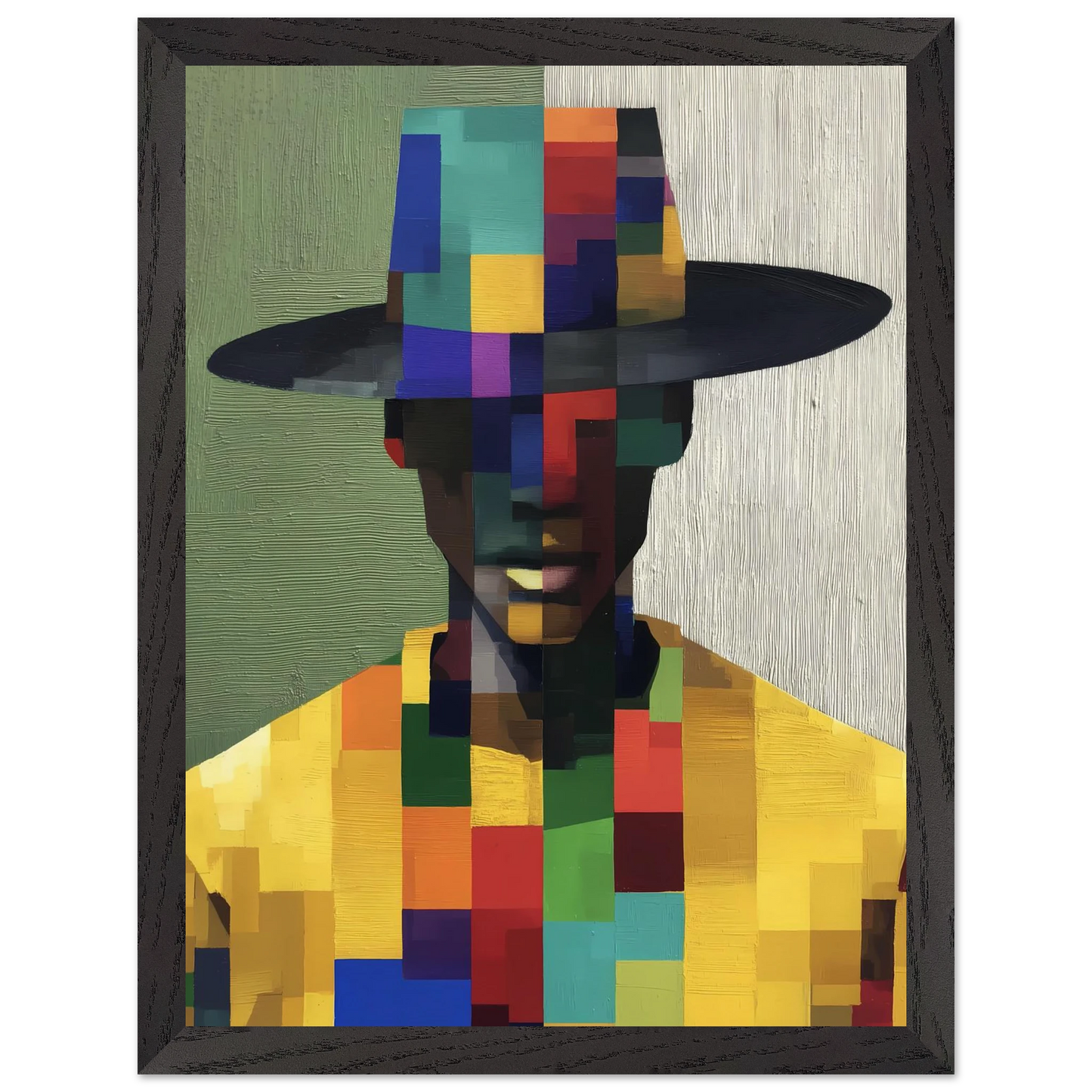 Portrait en Mosaïque — tableau encadre bois — vue 4 — art mural STNCL