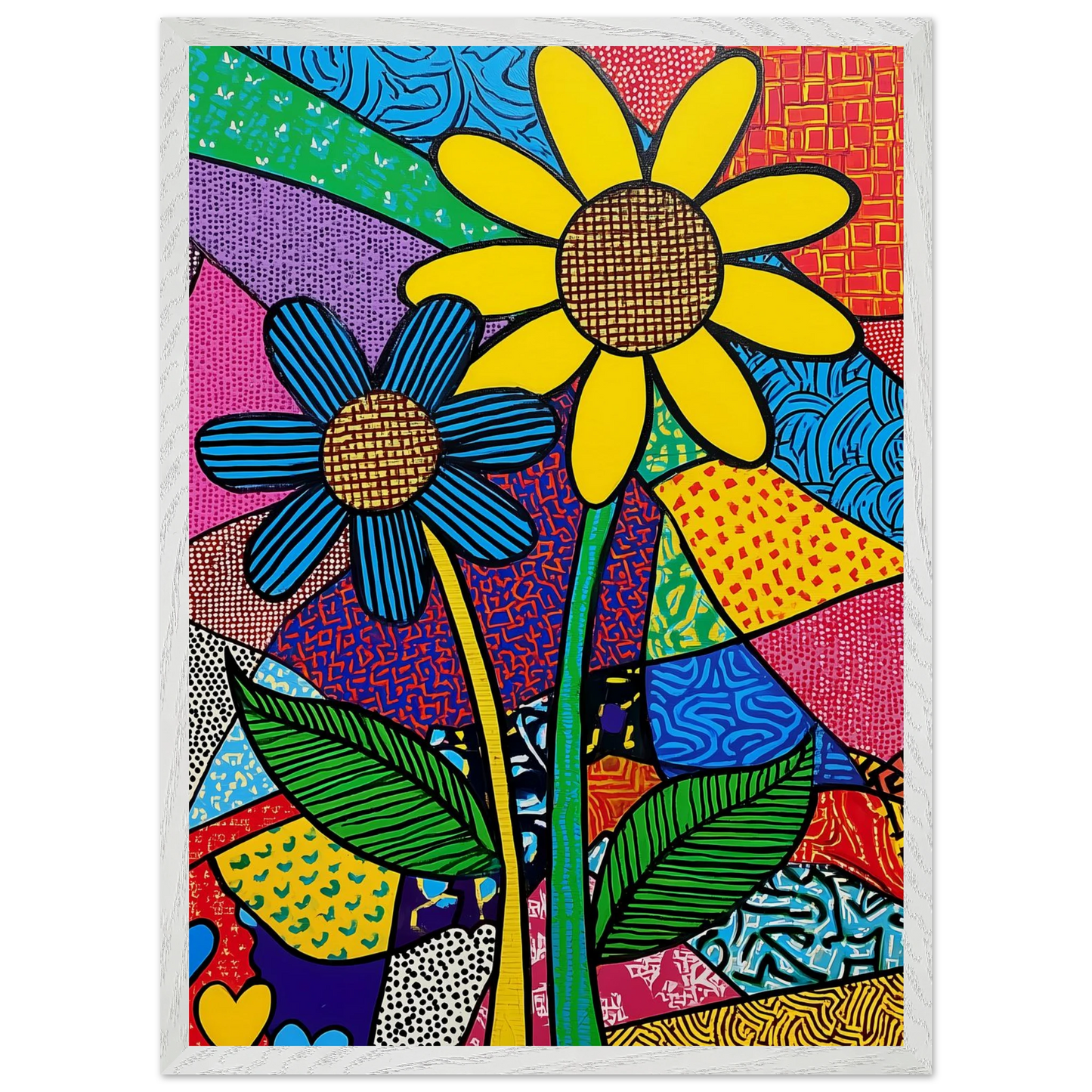 Deux Fleurs en Fête — tableau encadre bois — vue 11 — art mural STNCL