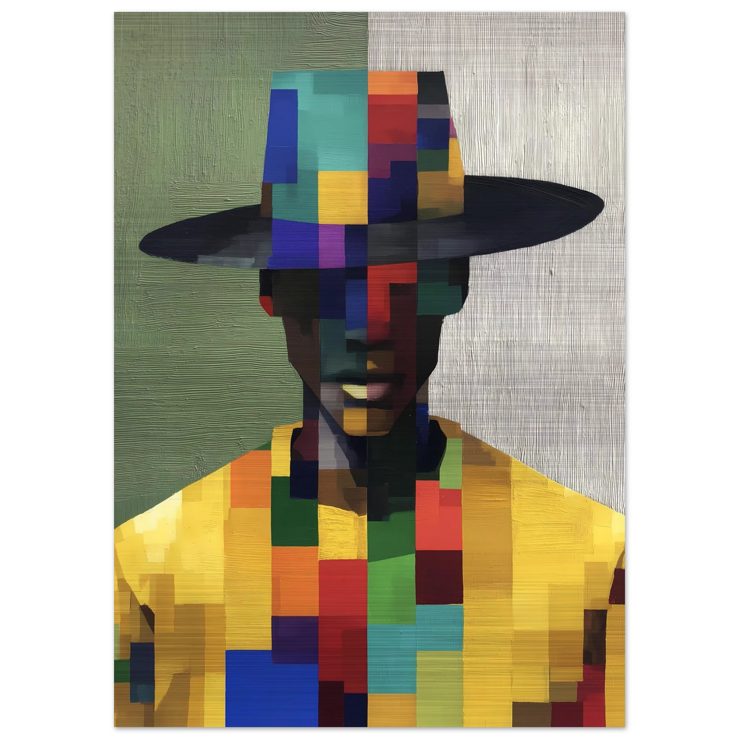 Portrait en Mosaïque — tableau aluminium — vue 4 — art mural STNCL