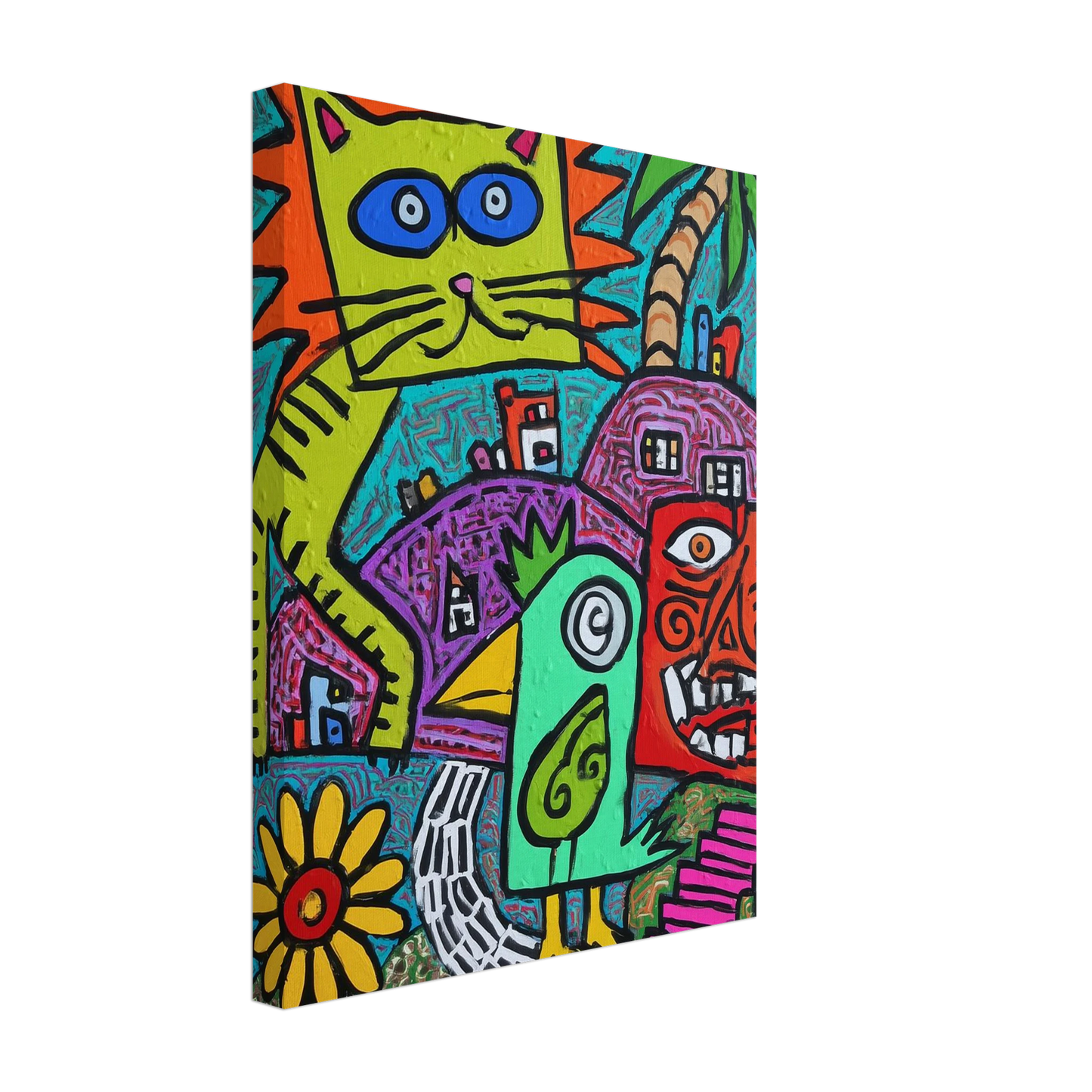 La Fête du Chat Solaire — tableau sur toile — vue 4 — art mural STNCL