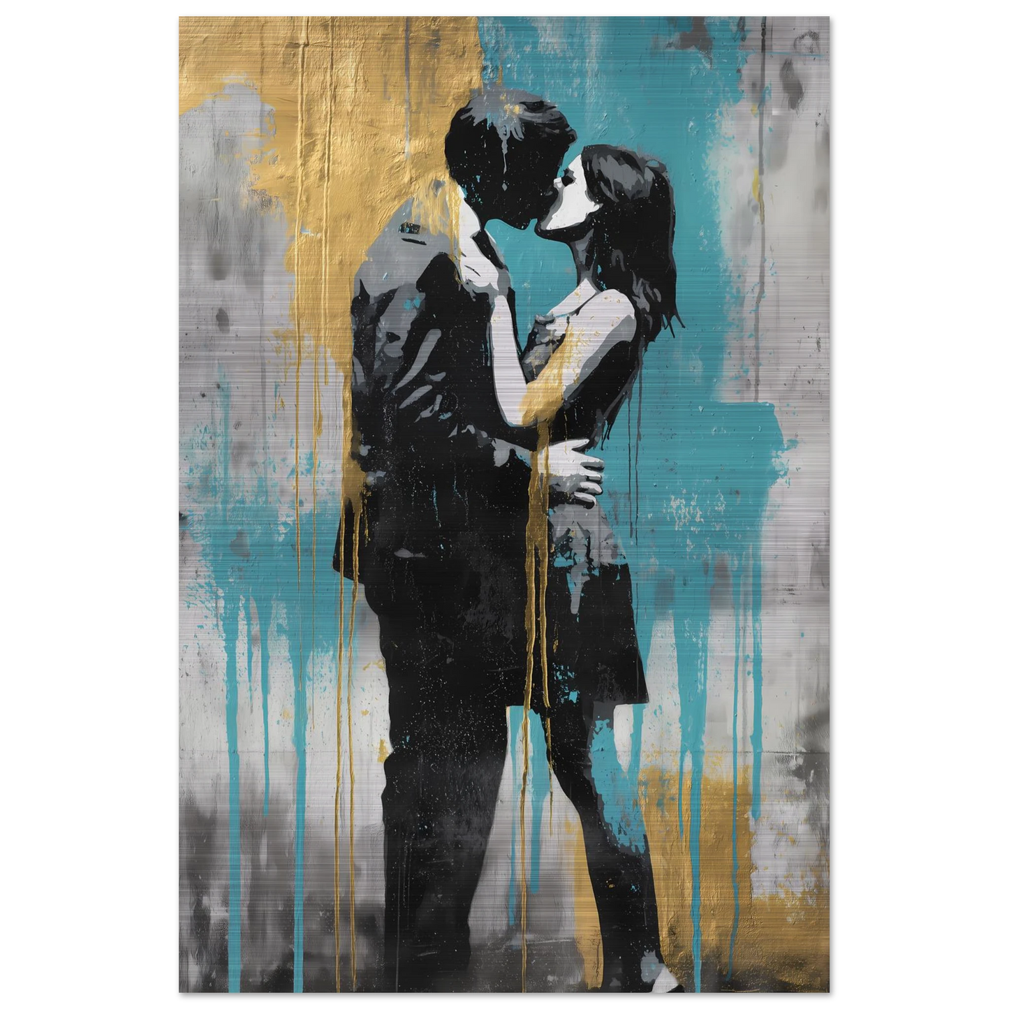 Baiser au Pochoir — tableau aluminium — vue 3 — art mural STNCL