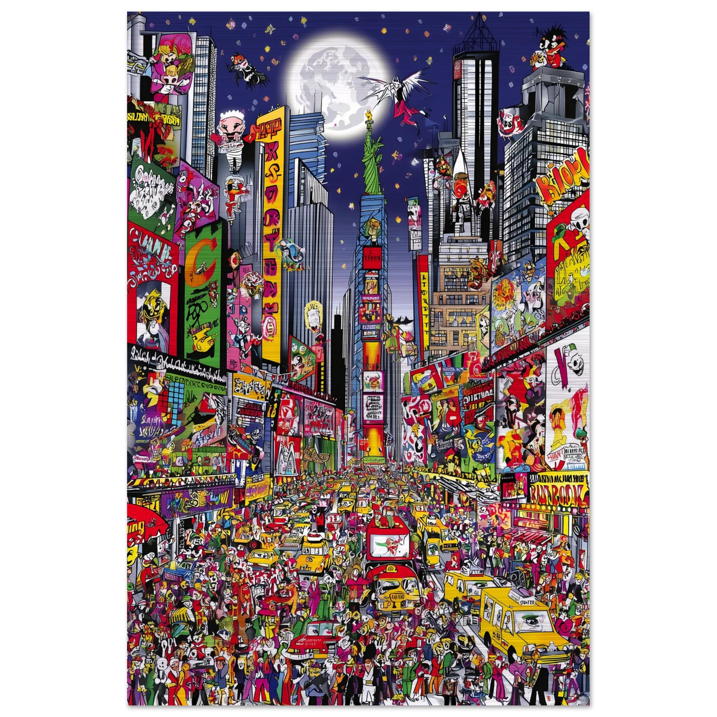 Times Square en Fête — tableau aluminium — vue 3 — art mural STNCL