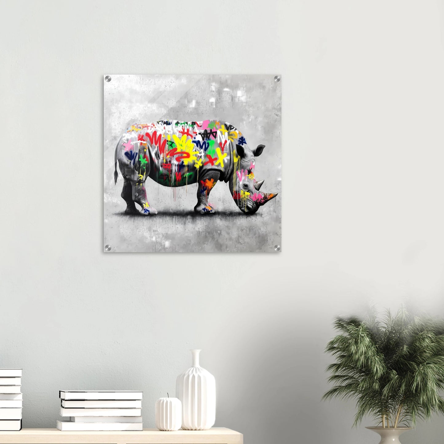Rhinocéros Bombé — tableau plexiglas — vue 5 — art mural STNCL