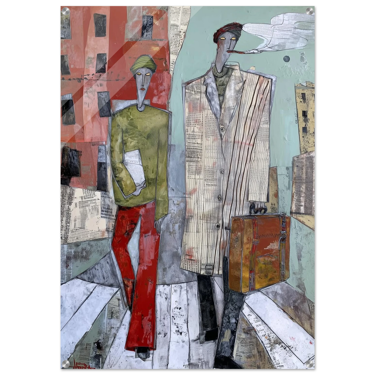 Traversée sous les Journaux Froissés — tableau plexiglas — art mural STNCL