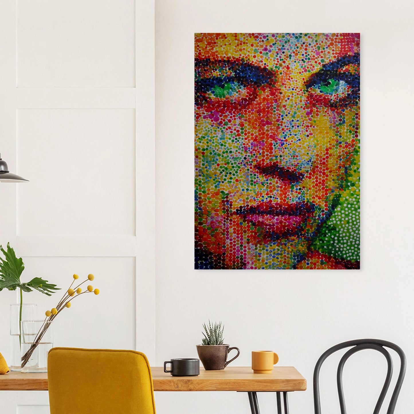 Le Visage en Points — tableau aluminium — vue 8 — art mural STNCL