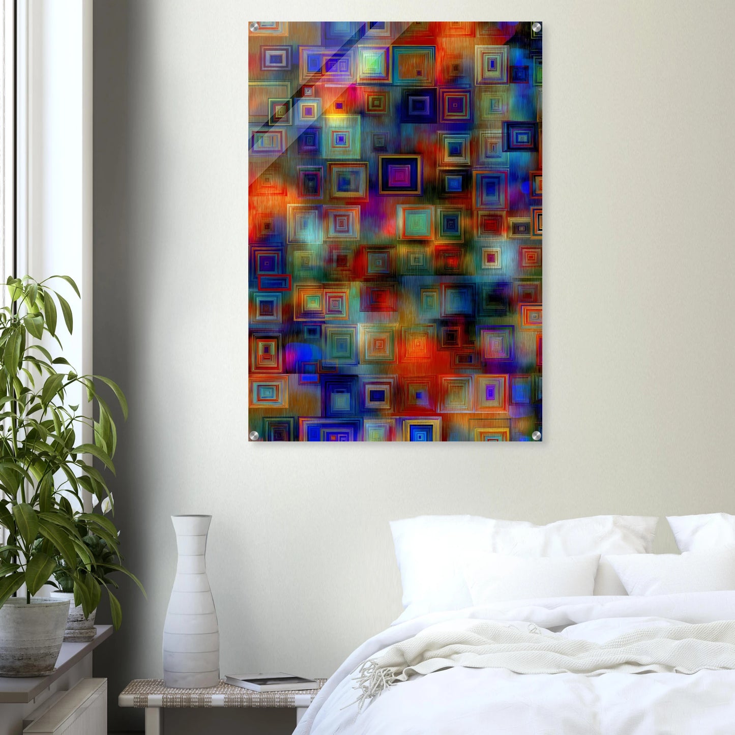 Trame de Carrés — tableau plexiglas — vue 7 — art mural STNCL