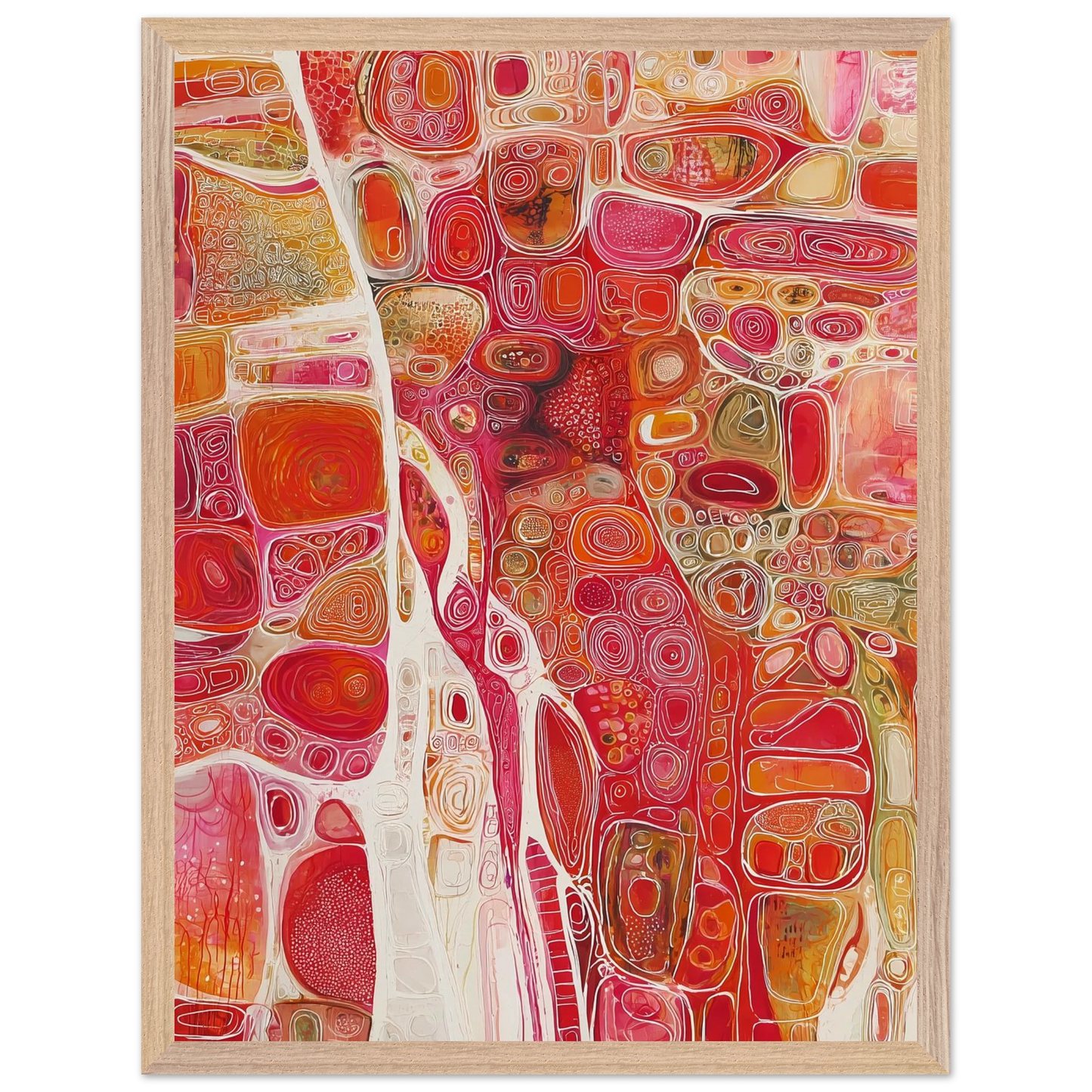 Cellules — tableau encadré bois — vue 3 — art mural STNCL