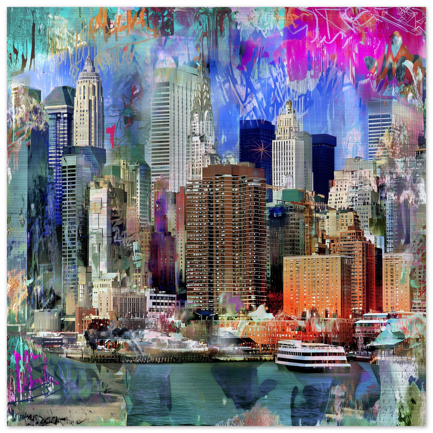 Manhattan Électrique — tableau aluminium — vue 3 — art mural STNCL