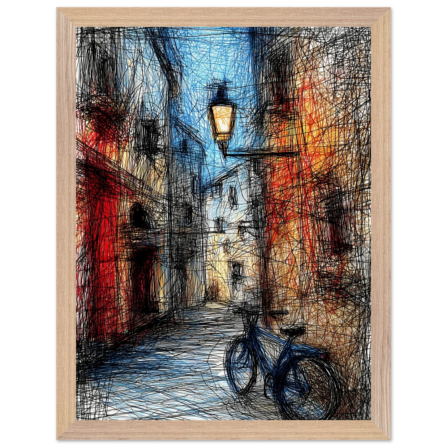 Ruelle à la Lanterne — tableau encadré bois — vue 12 — art mural STNCL