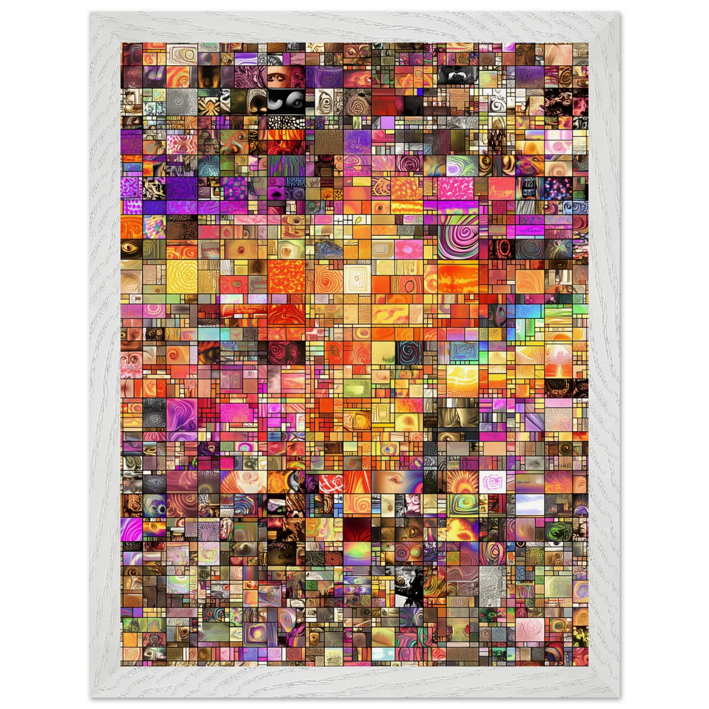 Mosaïque des Mille Mondes — tableau encadré bois — vue 9 — art mural STNCL