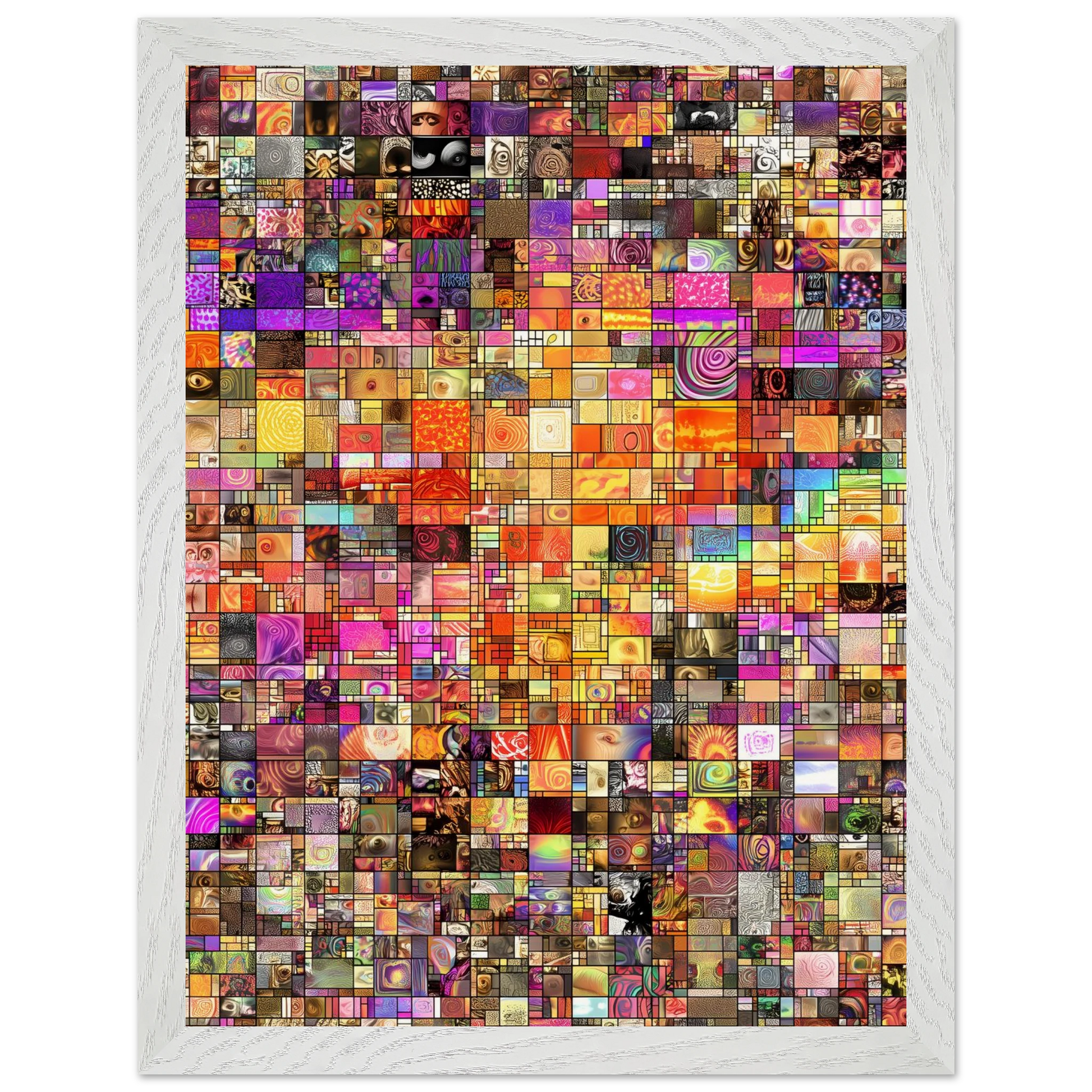 Mosaïque des Mille Mondes — tableau encadré bois — vue 9 — art mural STNCL