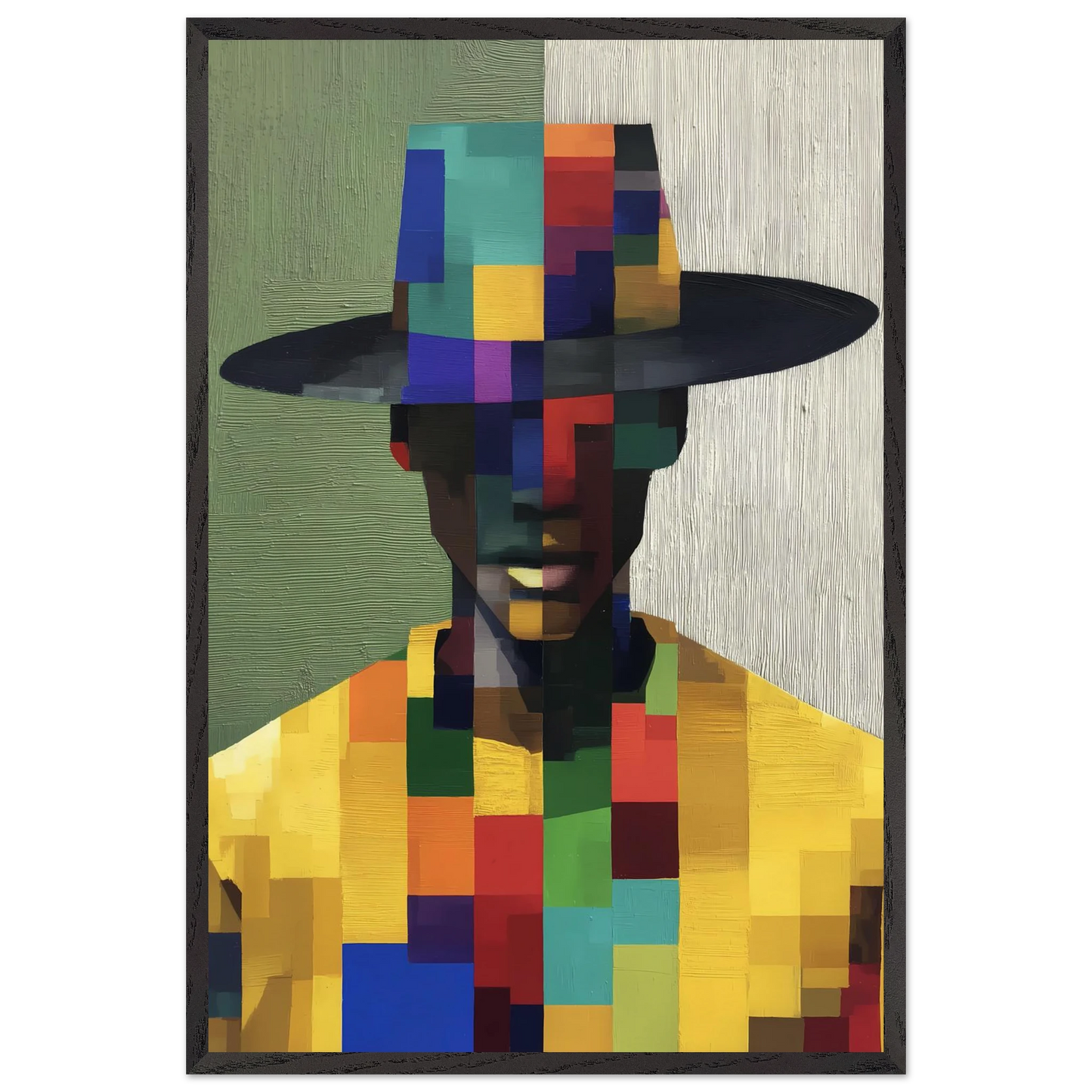 Portrait en Mosaïque — tableau encadre bois — vue 2 — art mural STNCL