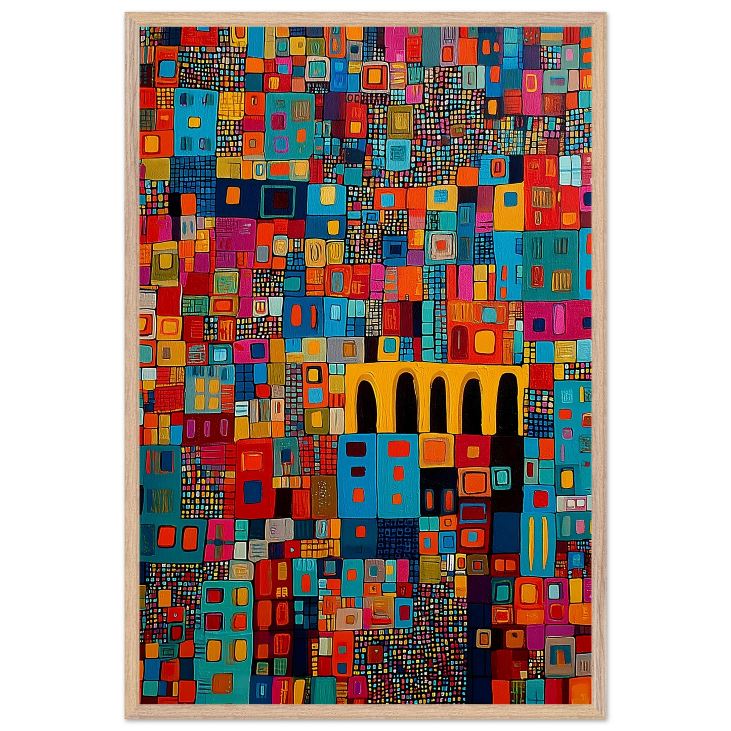 Cité Mosaïque — tableau encadre bois — vue 14 — art mural STNCL