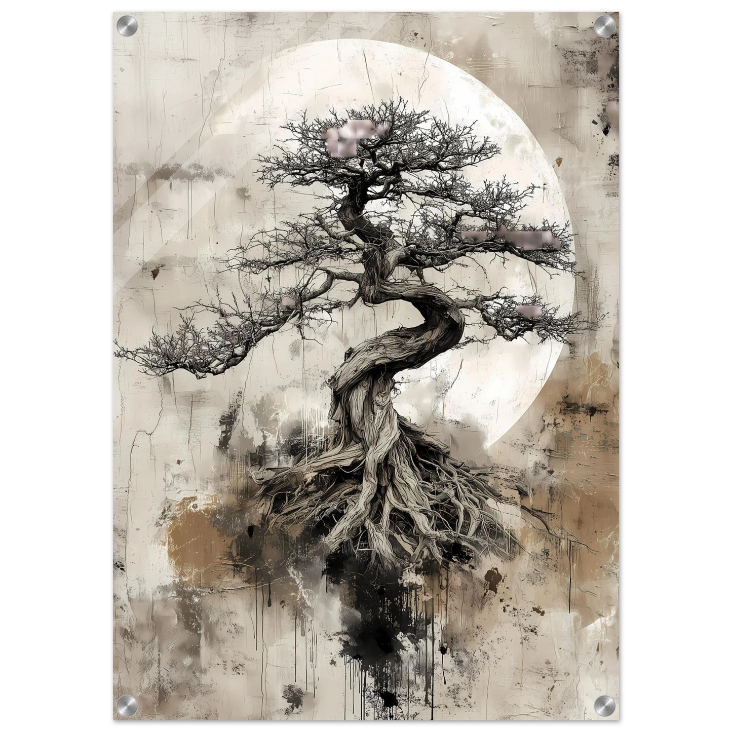 Bonsaï sous la Lune — tableau plexiglas — vue 2 — art mural STNCL